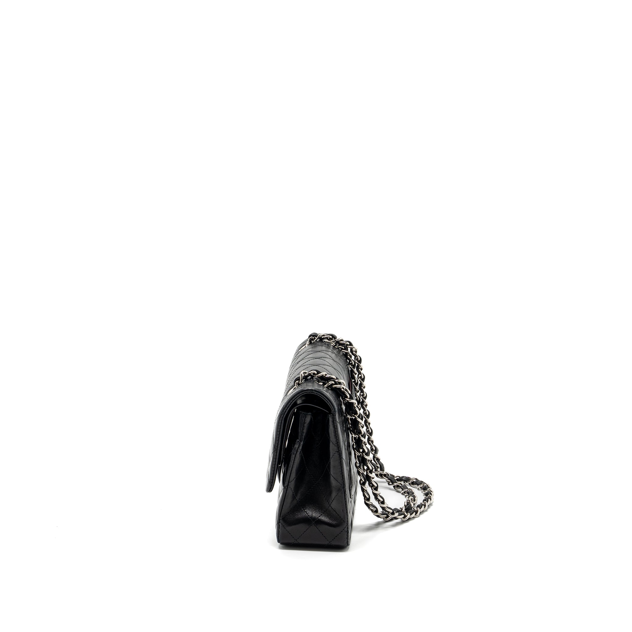 CHANEL MEDIUM CLASSIC DOUBLE FLAP BAG LAMBSKIN BLACK SHW