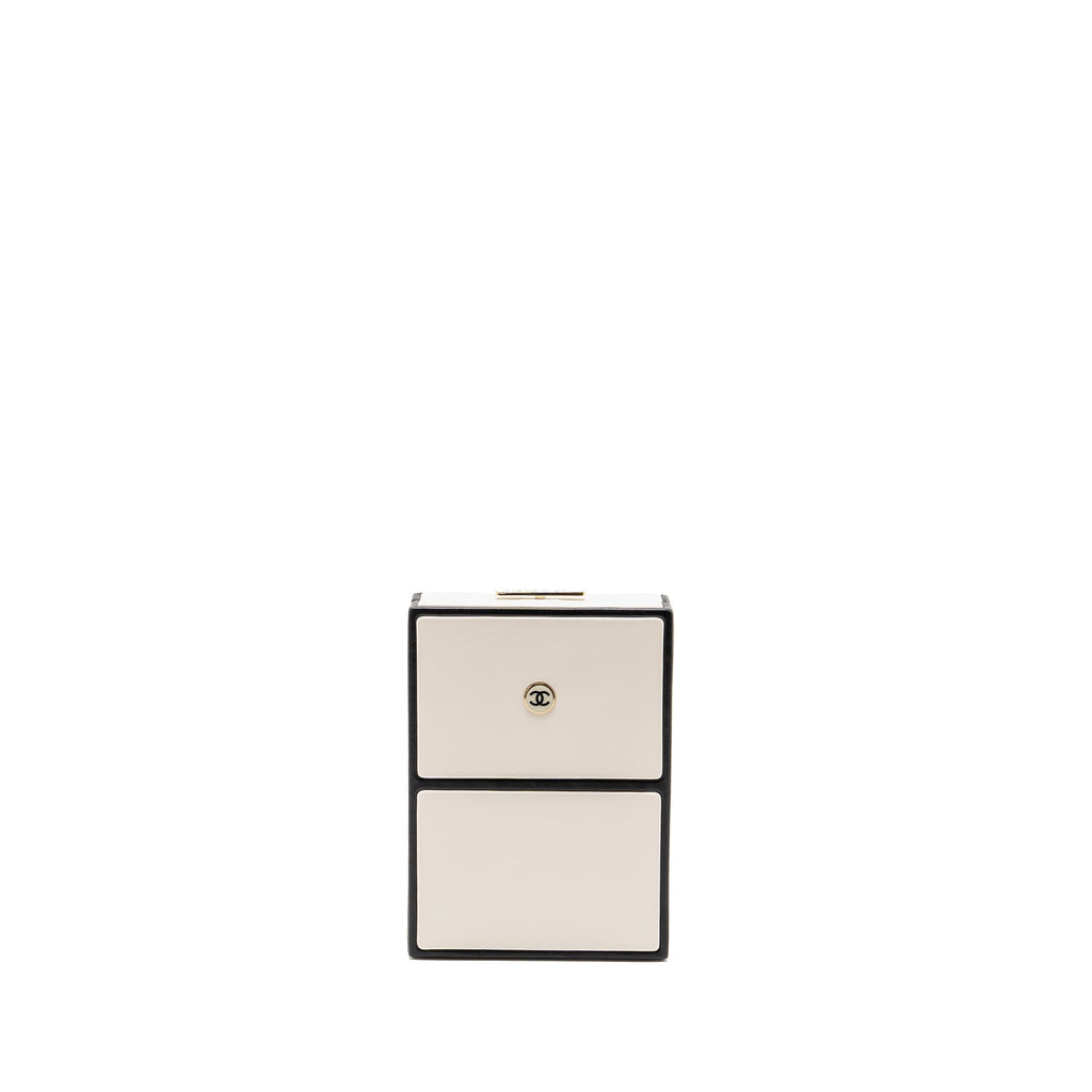 CHANEL N.5 PERFUME BOX MINAUDIERE CLUTCH LIMITED EDITION LAMBSKIN/ENAMEL WHITE/BLACK GHW