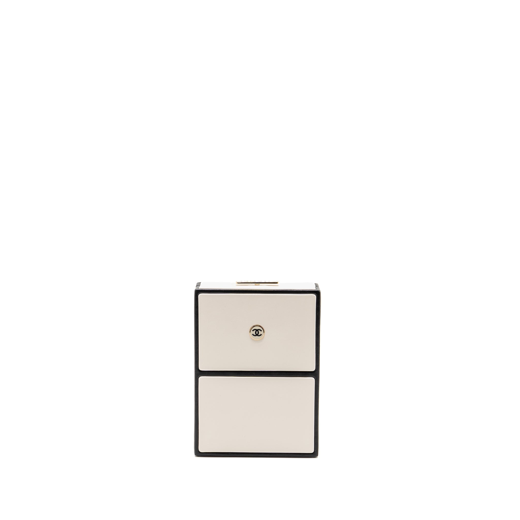 CHANEL N.5 PERFUME BOX MINAUDIERE CLUTCH LIMITED EDITION LAMBSKIN/ENAMEL WHITE/BLACK GHW