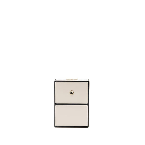 CHANEL N.5 PERFUME BOX MINAUDIERE CLUTCH LIMITED EDITION LAMBSKIN/ENAMEL WHITE/BLACK GHW
