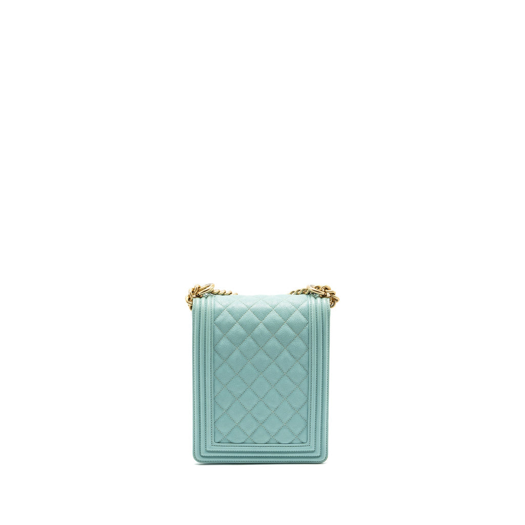 CHANEL NORTH SOUTH BOY BAG CAVIAR LIGHT BLUE GHW