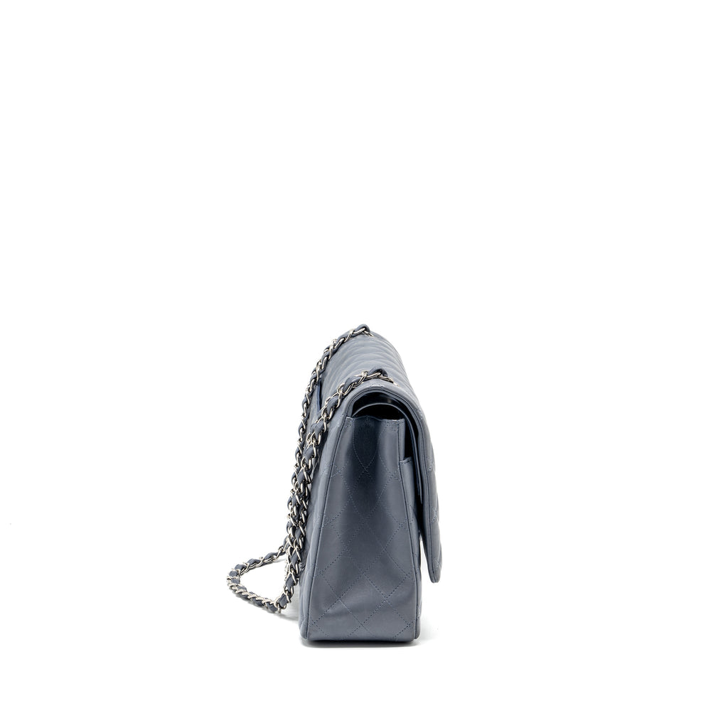 CHANEL MAXI CLASSIC DOUBLE FLAP BAG LAMBSKIN LAVENDER BLUE SHW