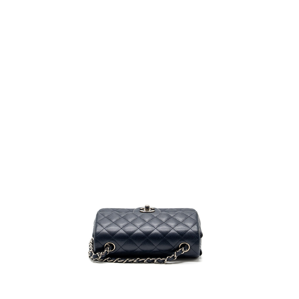 CHANEL CLASSIC MINI RECTANGULAR FLAP BAG CAVIAR NAVY SHW