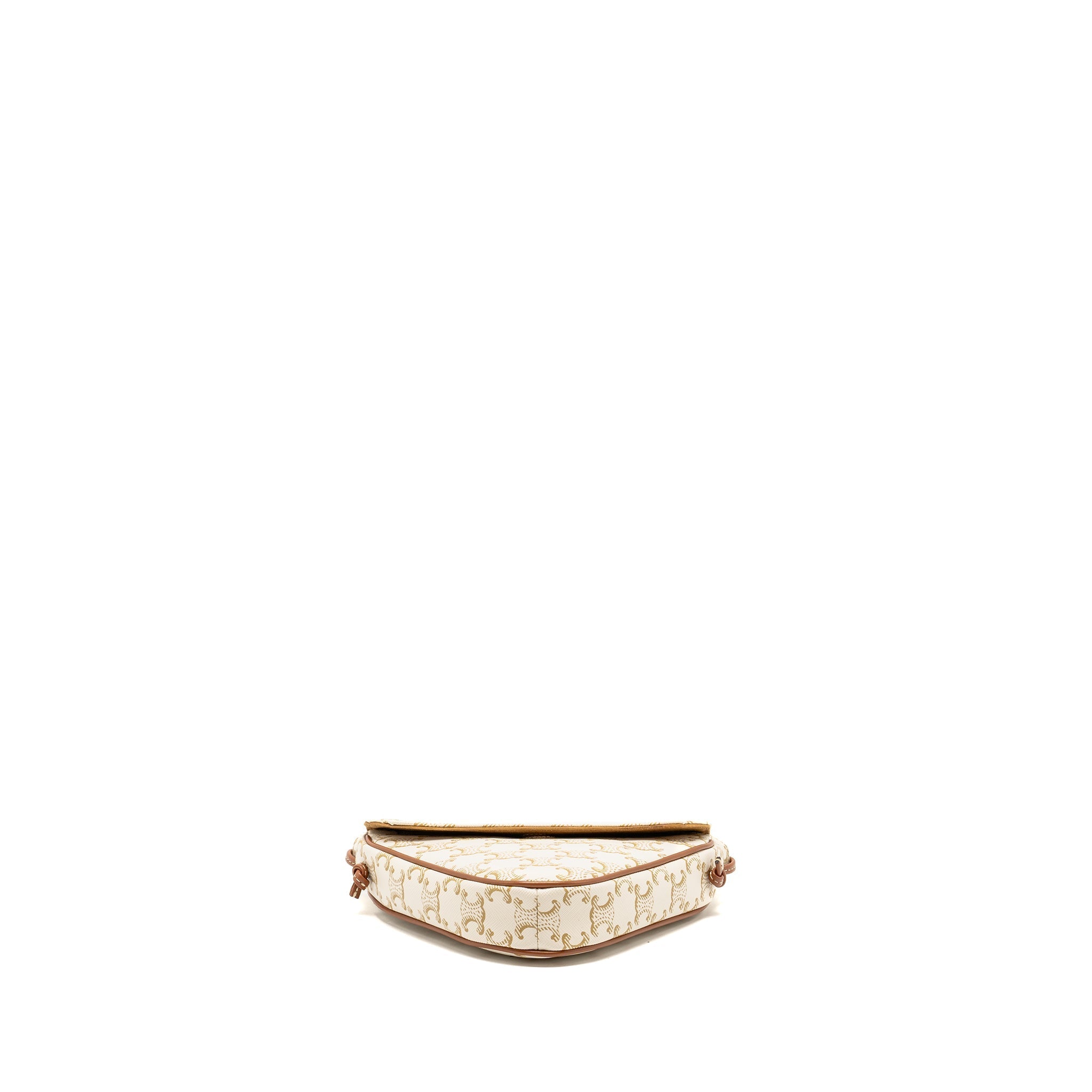 CELINE TRIANGLE SHOULDER BAG TRIOMPHE CANVAS WHITE/TAN