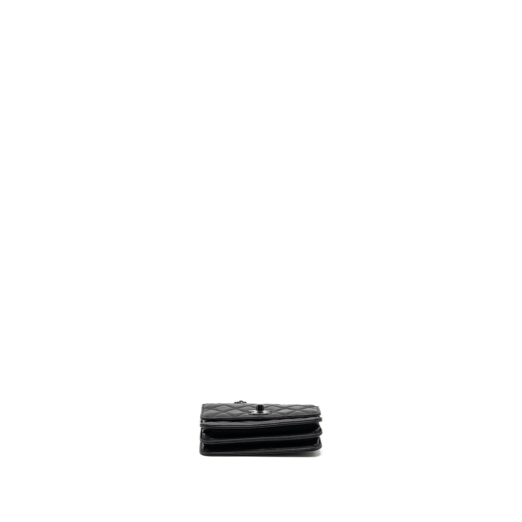 CHANEL TRENDY CC WALLET ON CHAIN LAMBSKIN BLACK WITH BLACK HARDWARE (MICROCHIP)