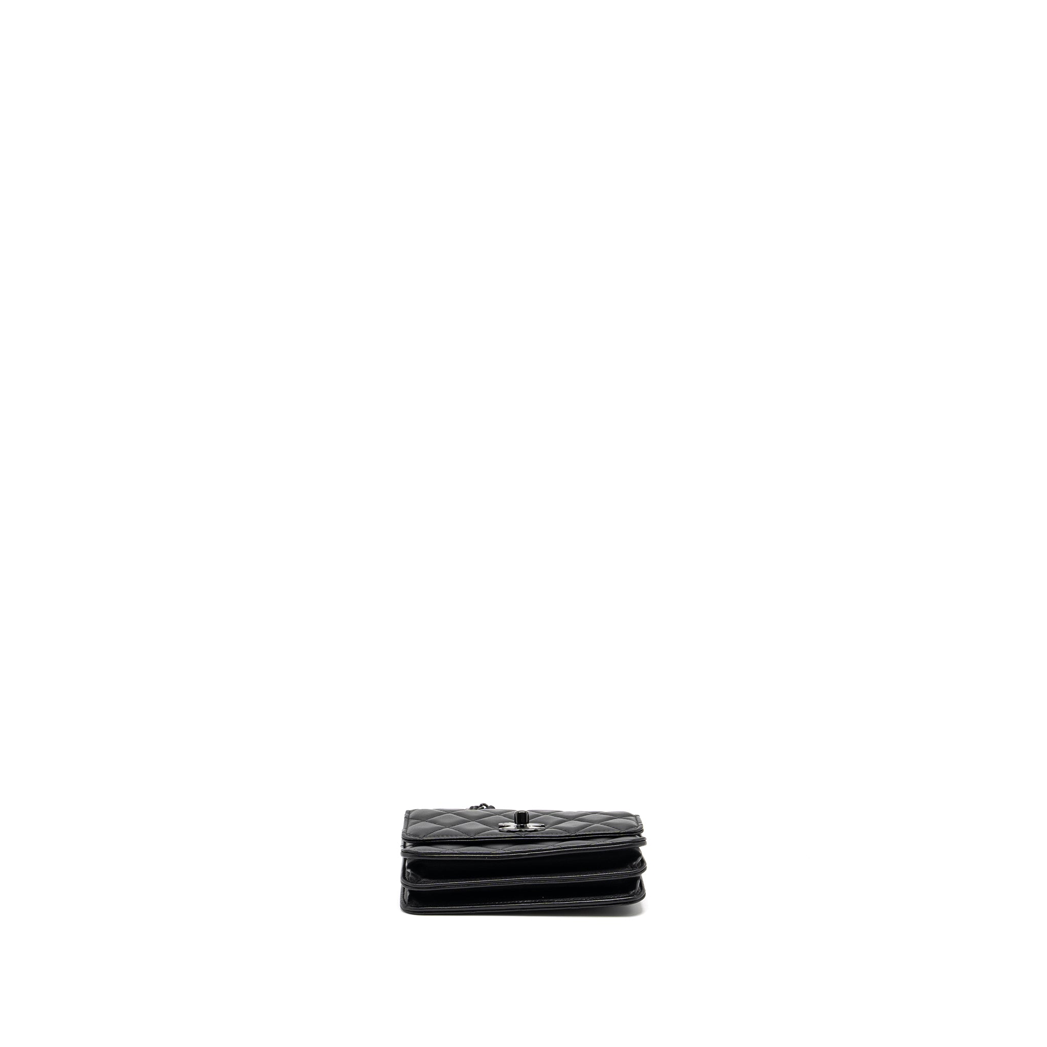 CHANEL TRENDY CC WALLET ON CHAIN LAMBSKIN BLACK WITH BLACK HARDWARE (MICROCHIP)
