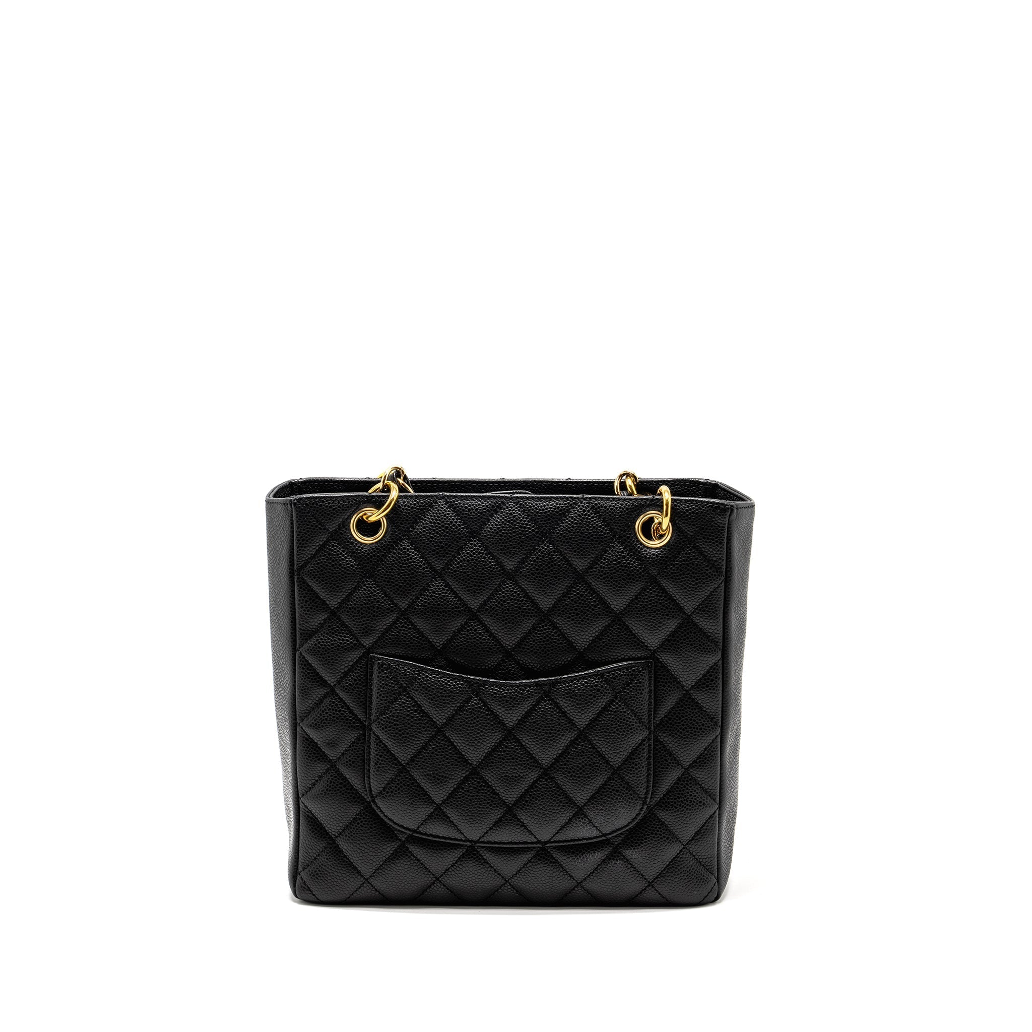 CHANEL PETIT SHOPPING TOTE BAG CAVIAR BLACK GHW