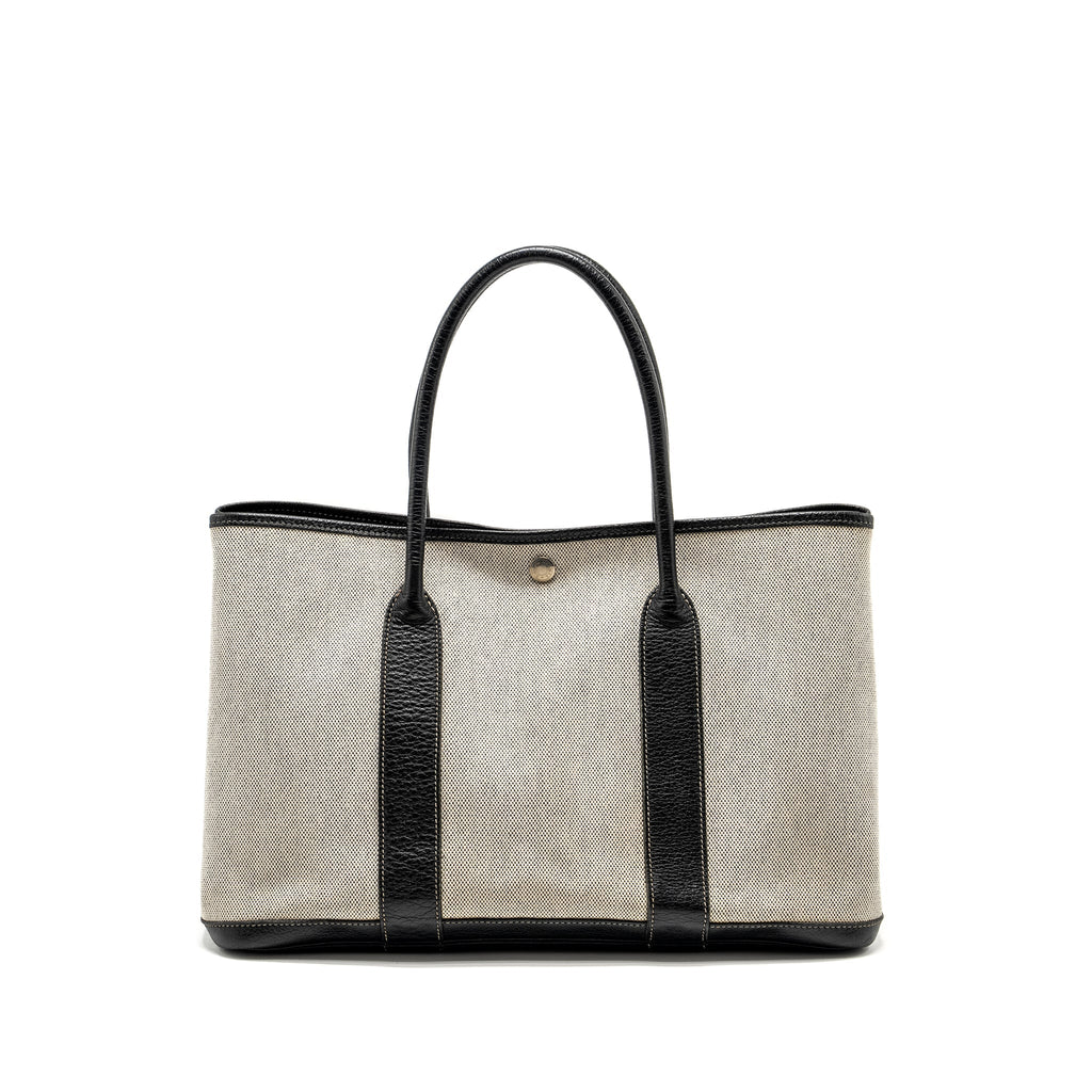 HERMES VINTAGE GARDEN PARTY 36 CANVAS/NEGONDA BLACK/ECRU SHW