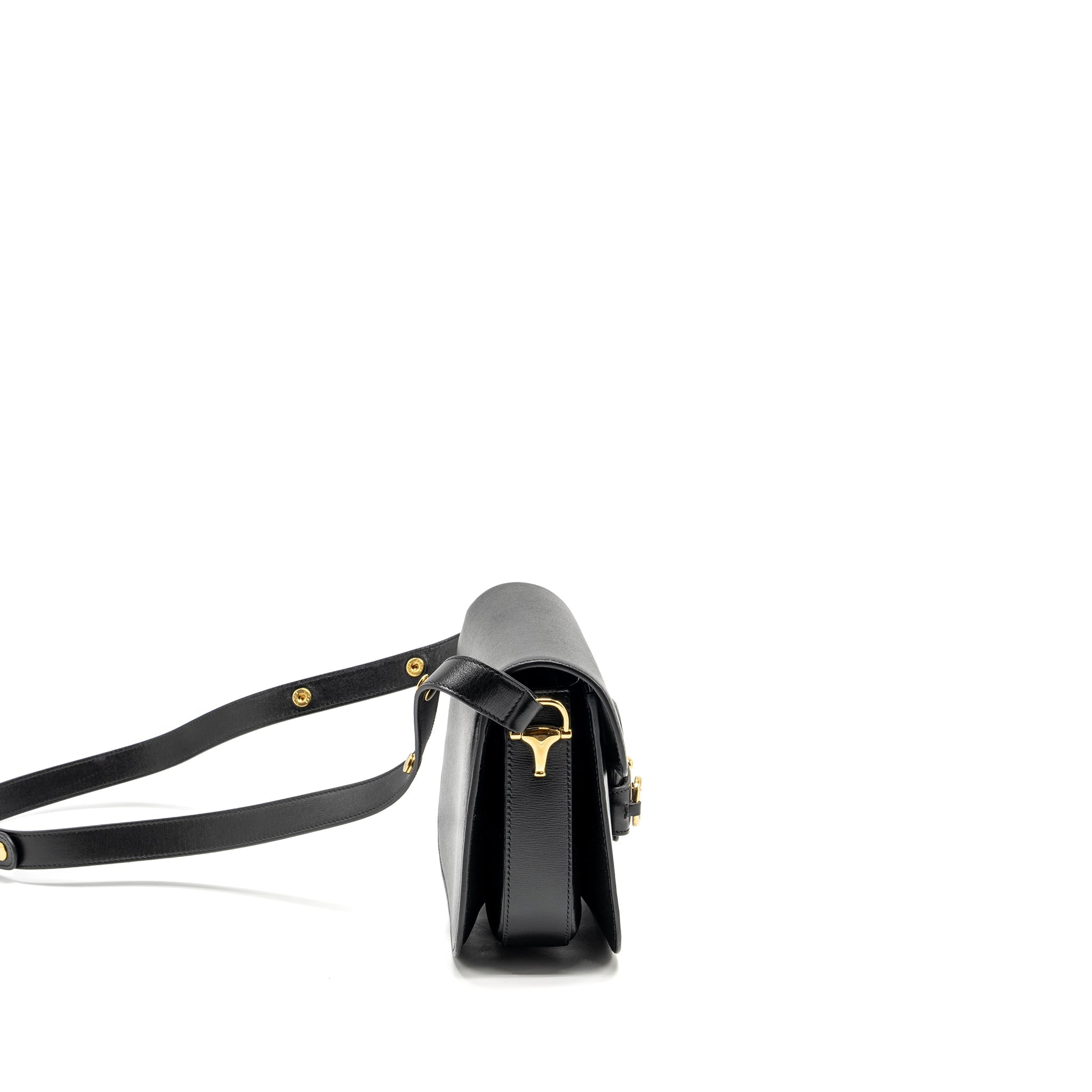 GUCCI HORSEBIT 1955 SHOULDER BAG CALFSKIN BLACK GHW