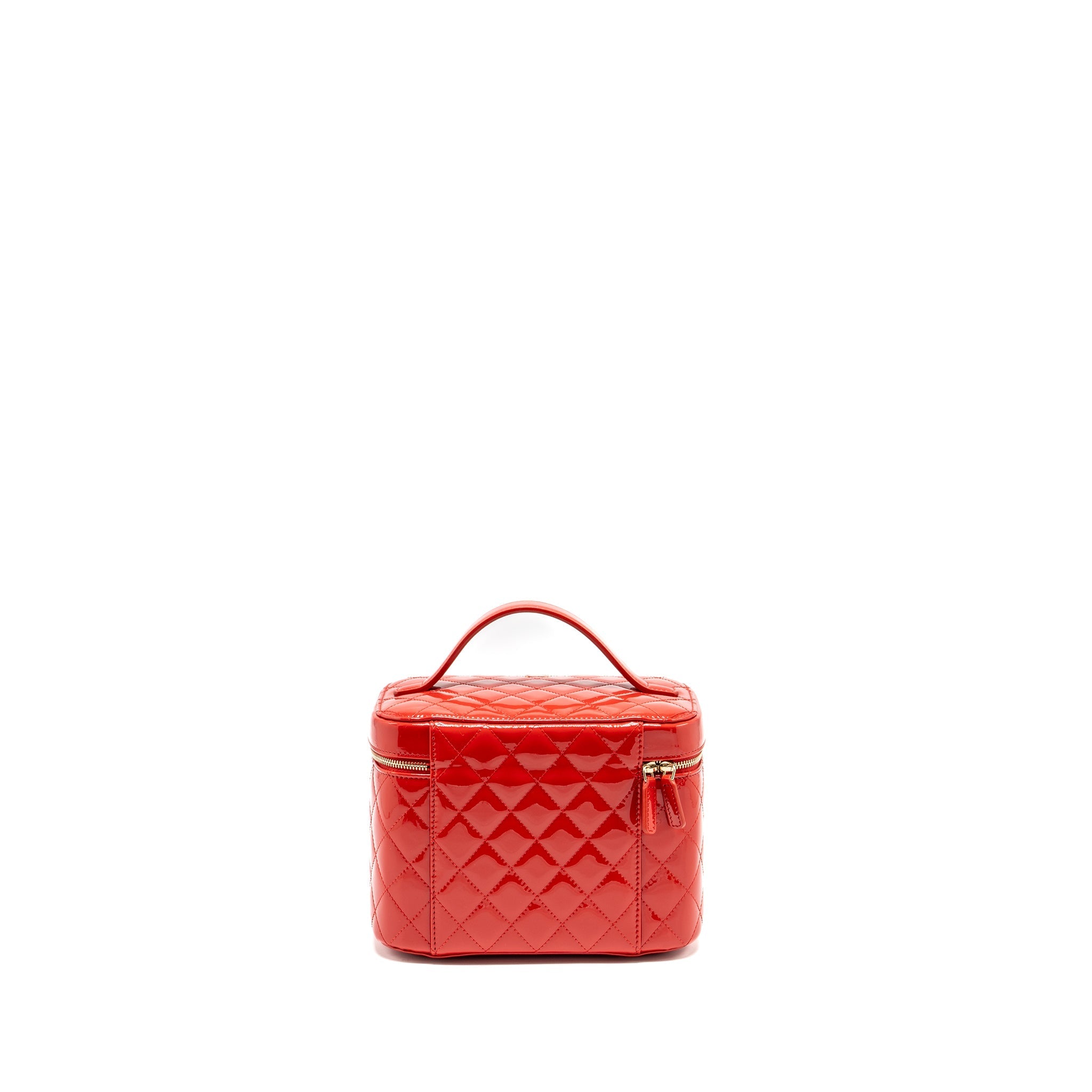 CHANEL LARGE VANITY POUCH PATENT RED GHW