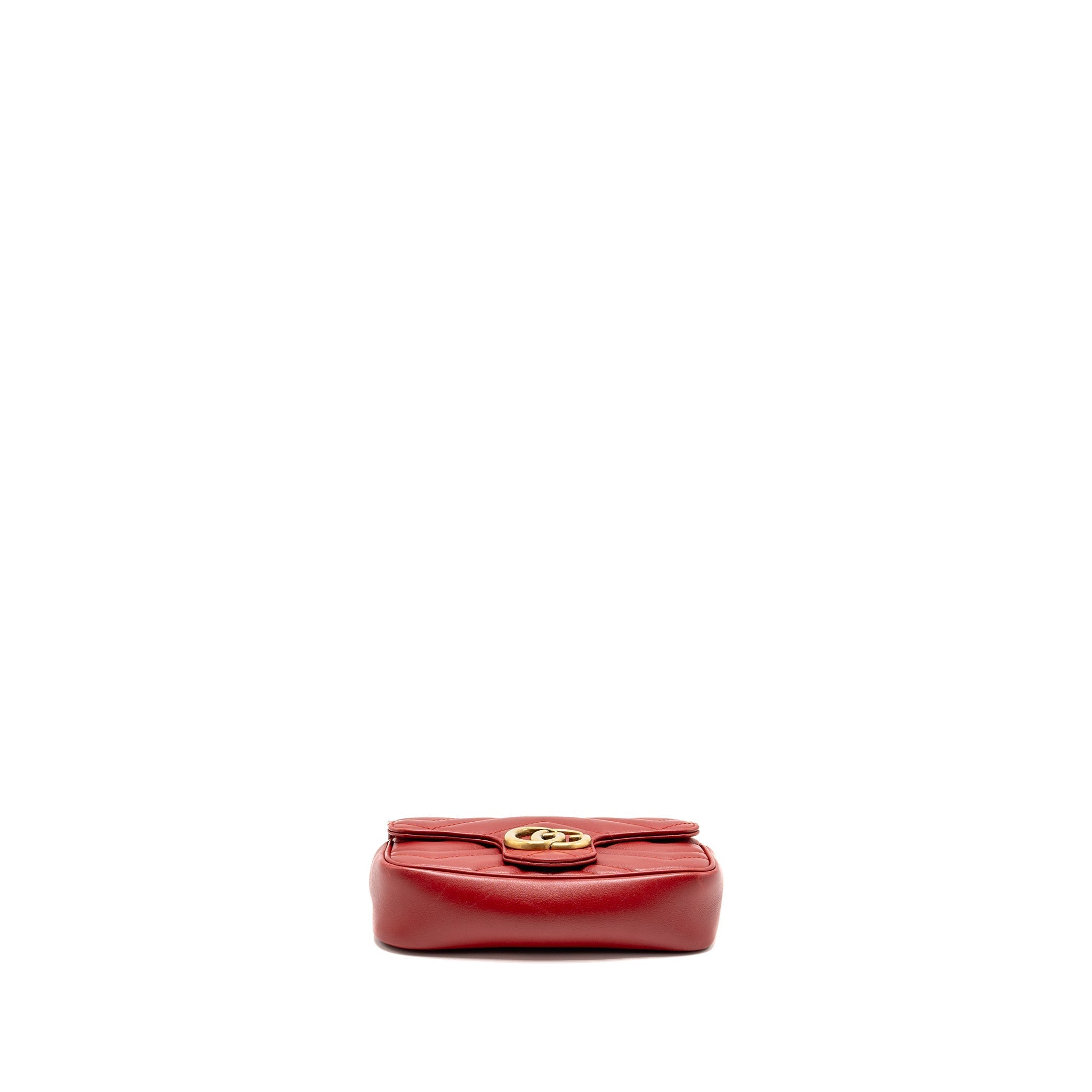 GUCCI GG MARMONT MINI BAG CALFSKIN RED BRUSHED GHW