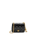 CHANEL COCO LOVE FLAP BAG ADJUSTABLE CHAIN LAMBSKIN BLACK GHW (MICROCHIP)