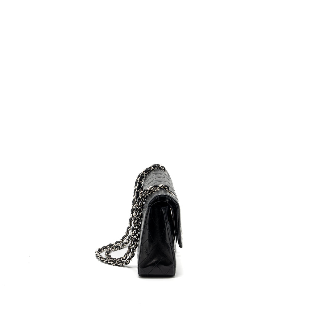 CHANEL MEDIUM CLASSIC DOUBLE FLAP BAG LAMBSKIN BLACK SHW