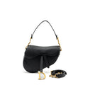 DIOR MEDIUM SADDLE BAG WITH STRAP CALFSKIN BLACK GHW