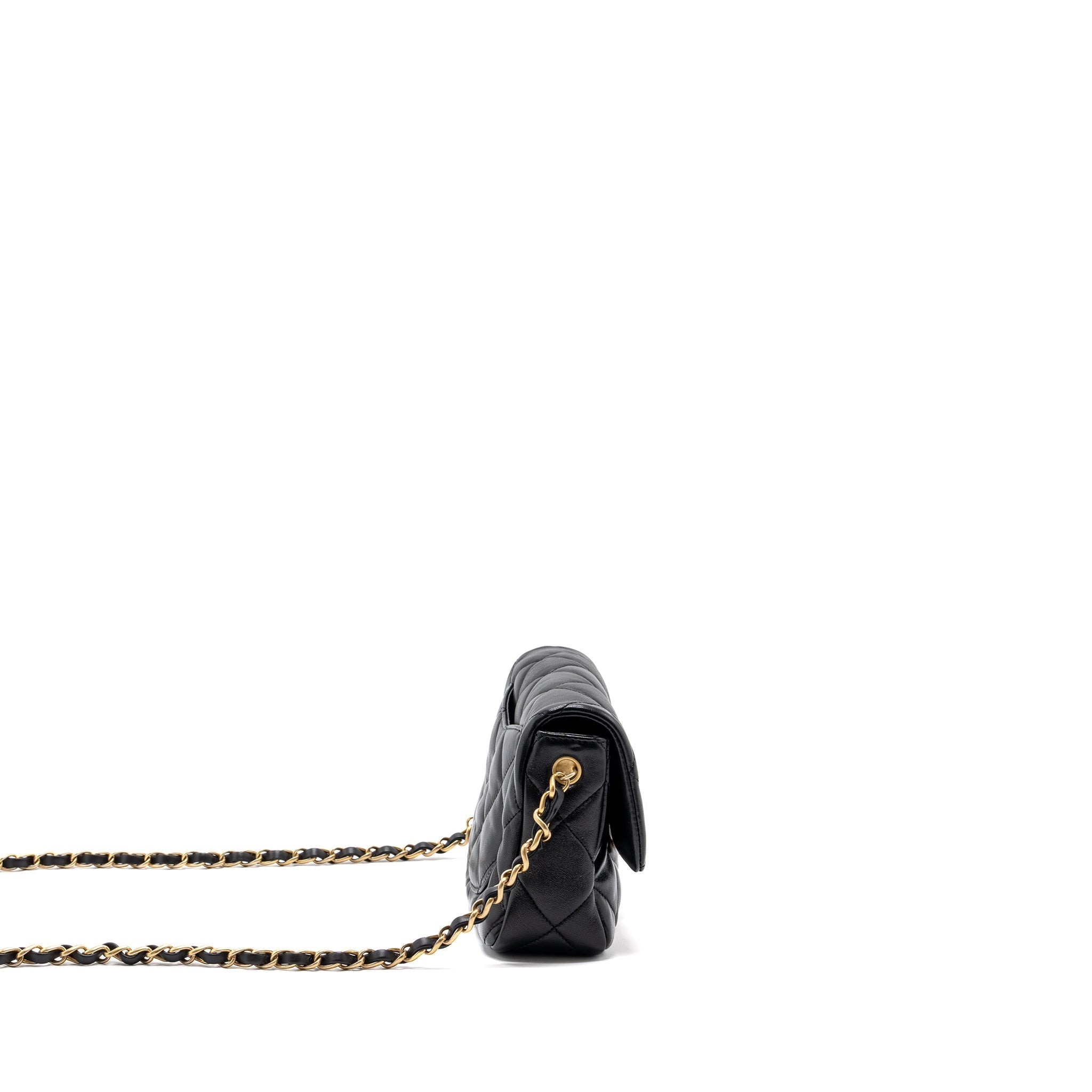 CHANEL 23S COCO LOVE FLAP BAG LAMBSKIN BLACK BRUSHED GHW (MICROCHIP)