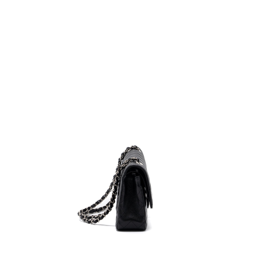 CHANEL MEDIUM CLASSIC DOUBLE FLAP BAG CAVIAR BLACK SHW