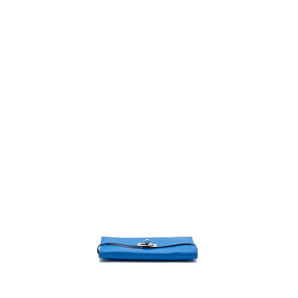 HERMES KELLY CLASSIC LONG WALLET CHÈVRE MYSORE BLUE HYDRA  SHW