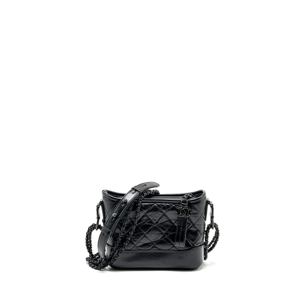 CHANEL SMALL GABRIELLE HOBO BAG AGED CALFSKIN SO BLACK