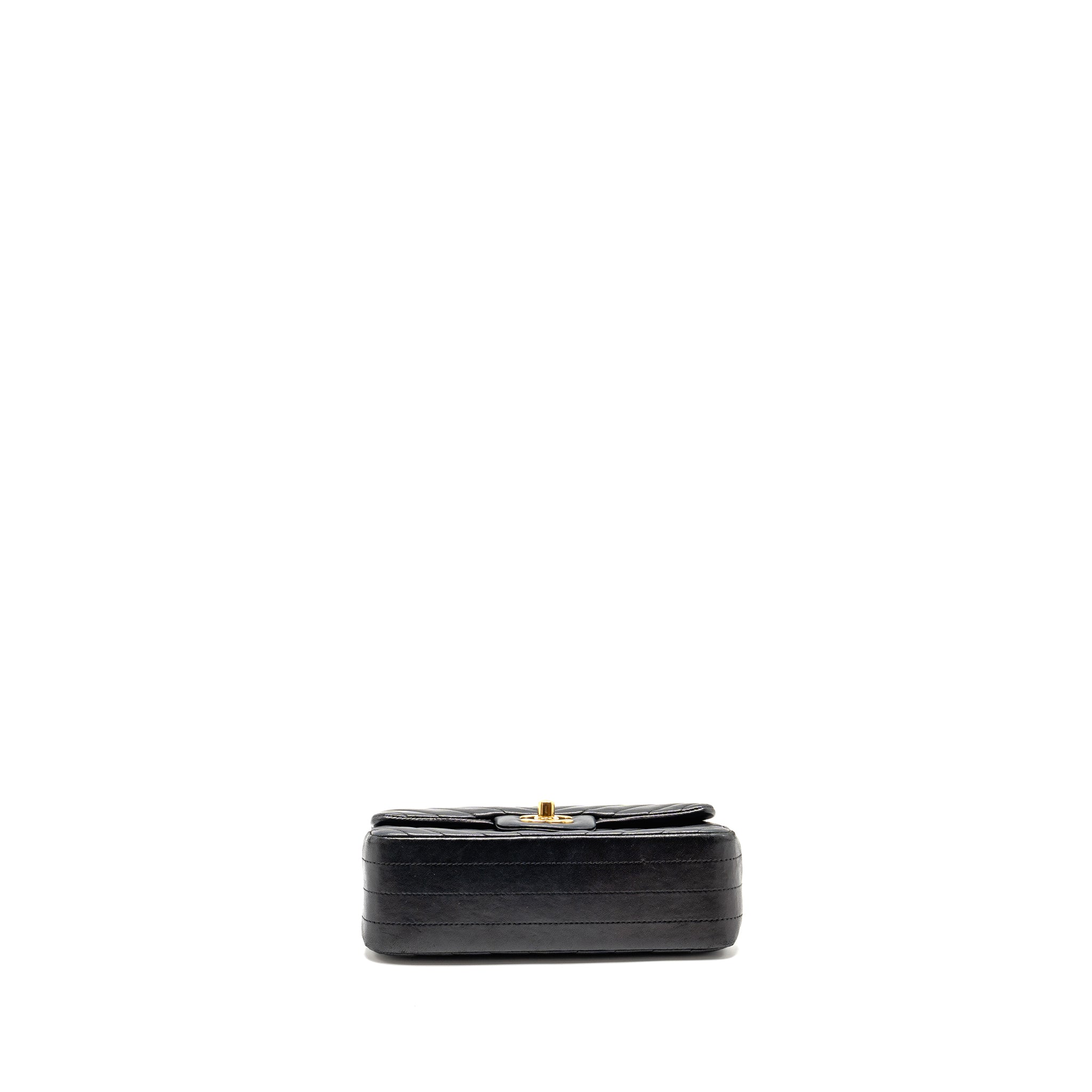 CHANEL MINI RECTANGULAR FLAP BAG CHEVRON LAMBSKIN BLACK GHW