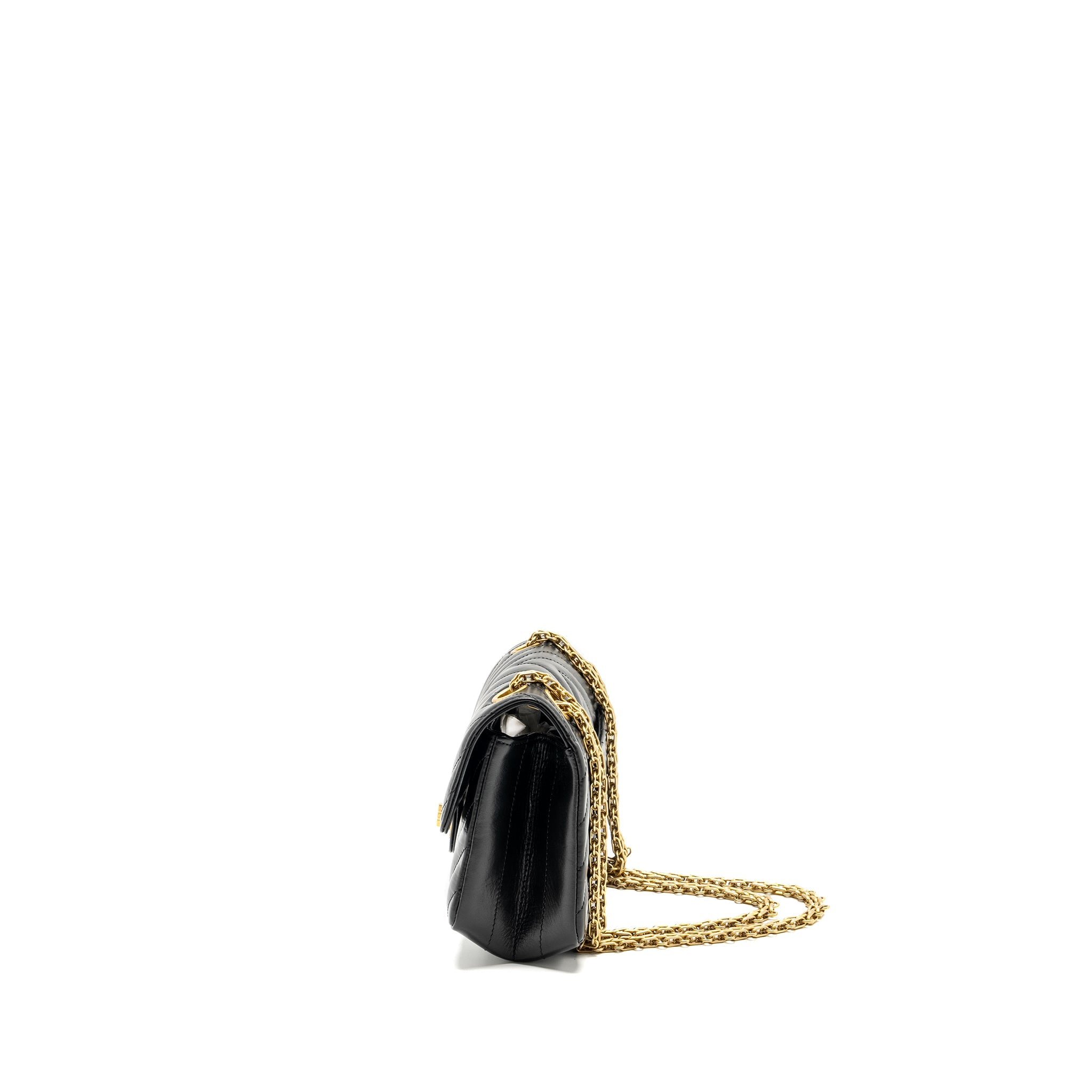 CHANEL MINI 2.55 REISSUE CHEVRON CALFSKIN BLACK GHW (MICROCHIP)