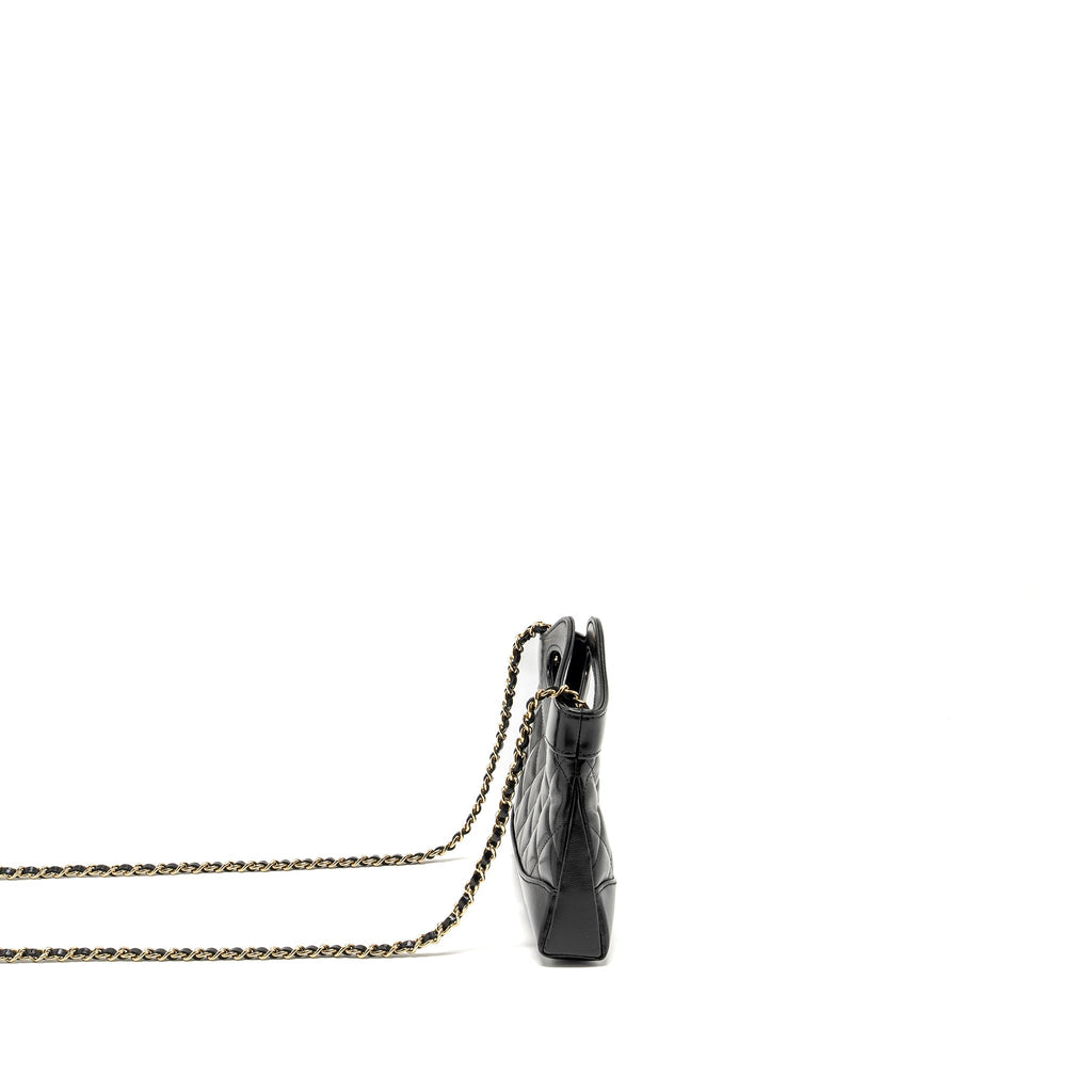 CHANEL MINI 31 CLUTCH WITH CHAIN SHINY LAMBSKIN BLACK LGHW (MICROCHIP)