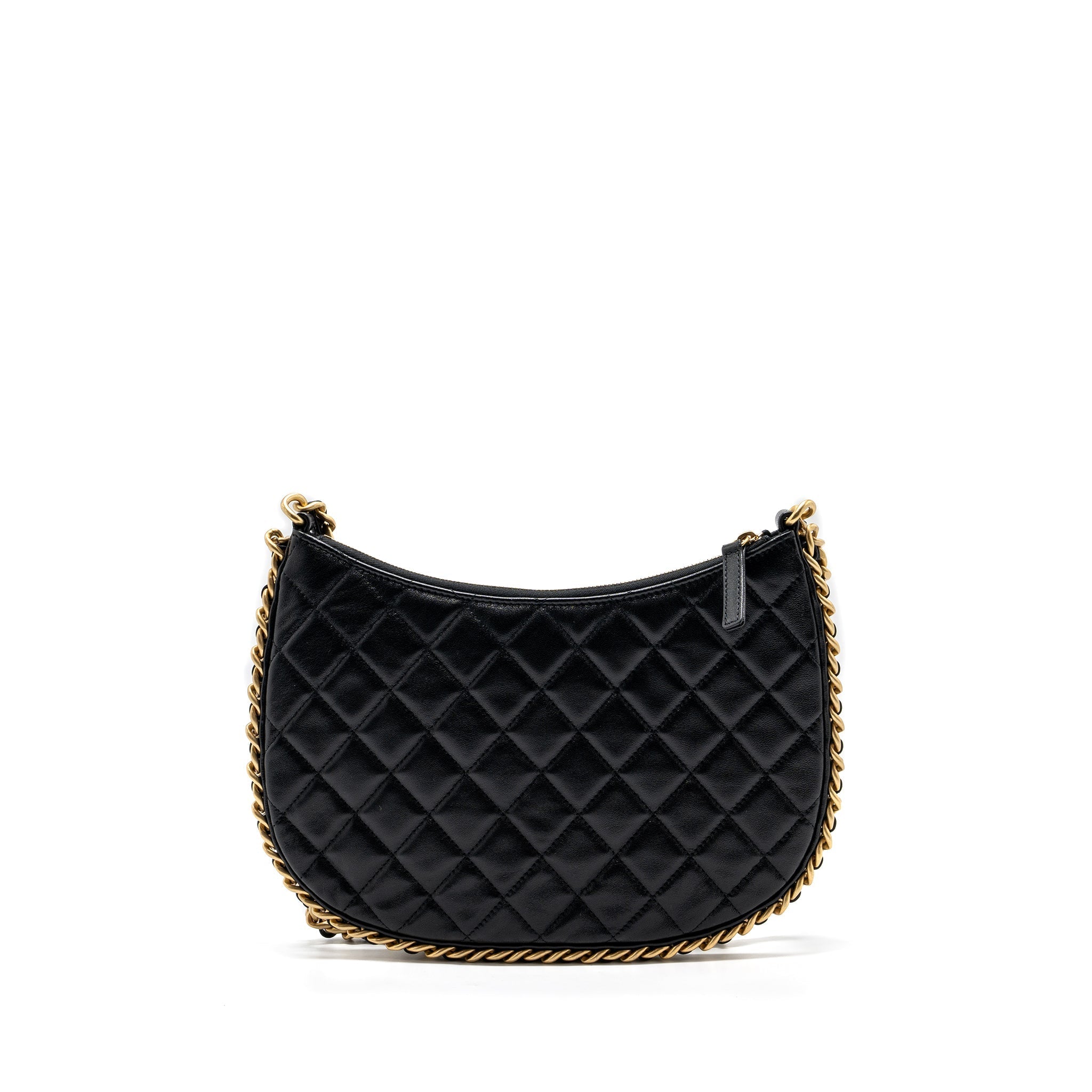 CHANEL MOON HOBO SHOULDER / CROSSBODY BAG GOATSKIN BLACK BRUSHED GHW (MICROCHIP)