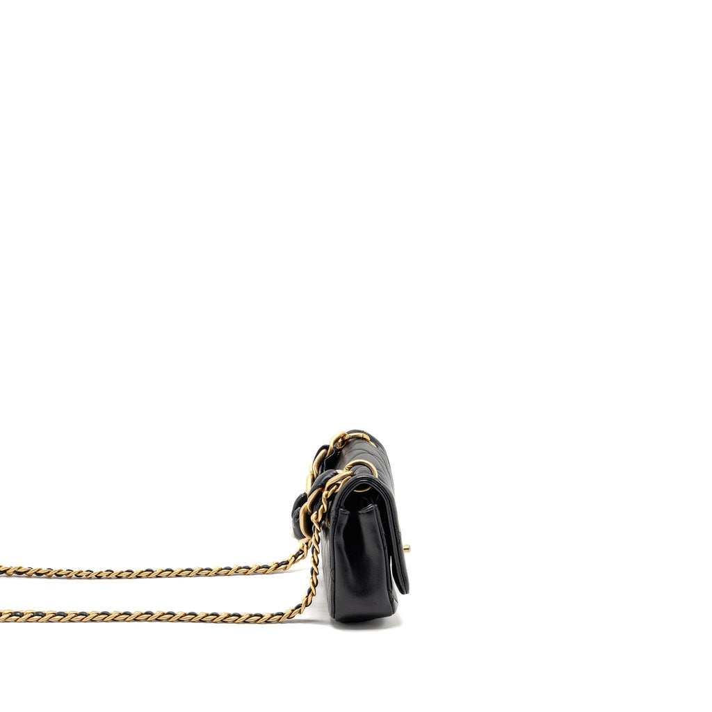CHANEL SMALL CHAIN IS MORE FLAP BAG LAMBSKIN BLACK GHW