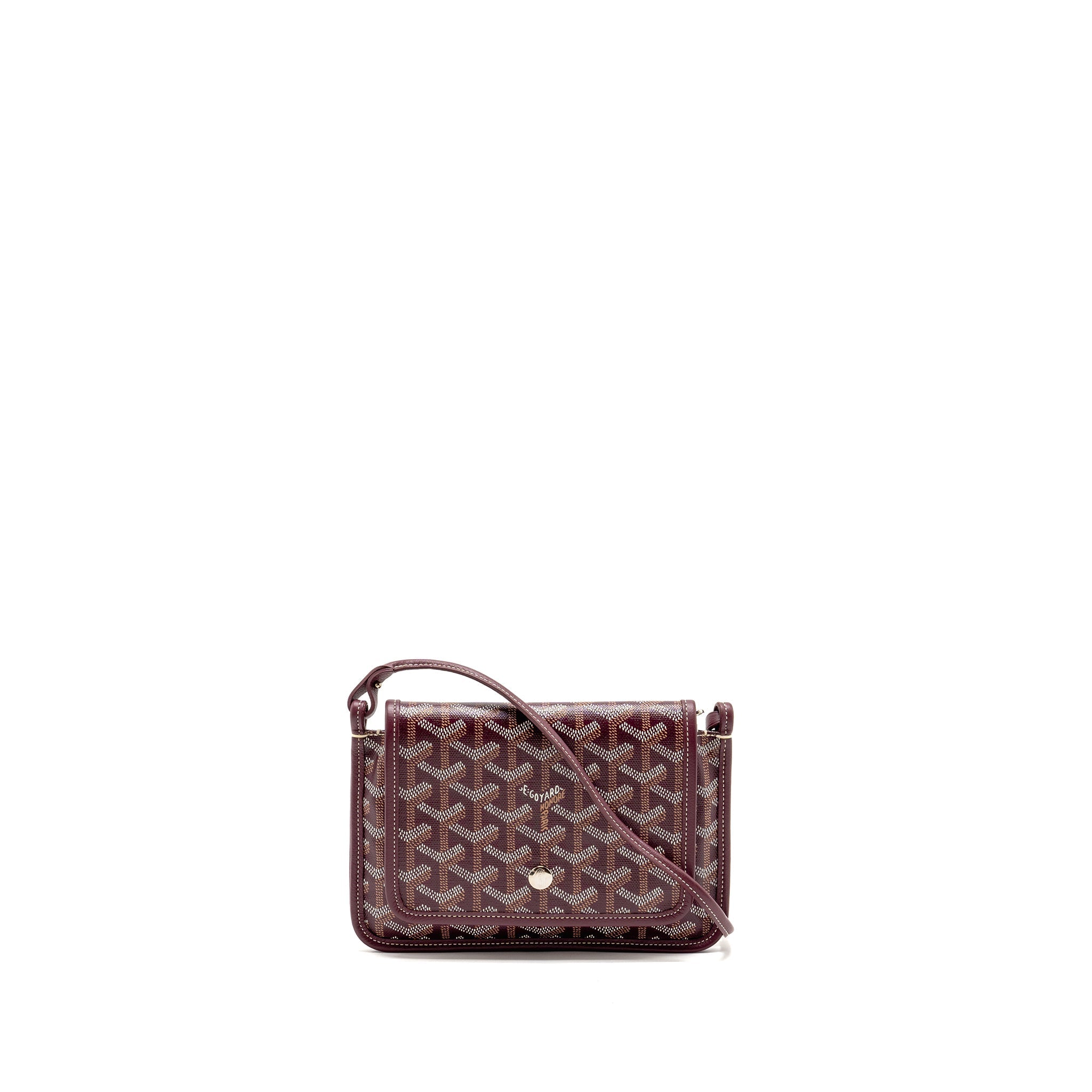 GOYARD PLUMET WALLET CLUTCH GOYARDINE CANVAS/LEATHER BURGUNDY SHW