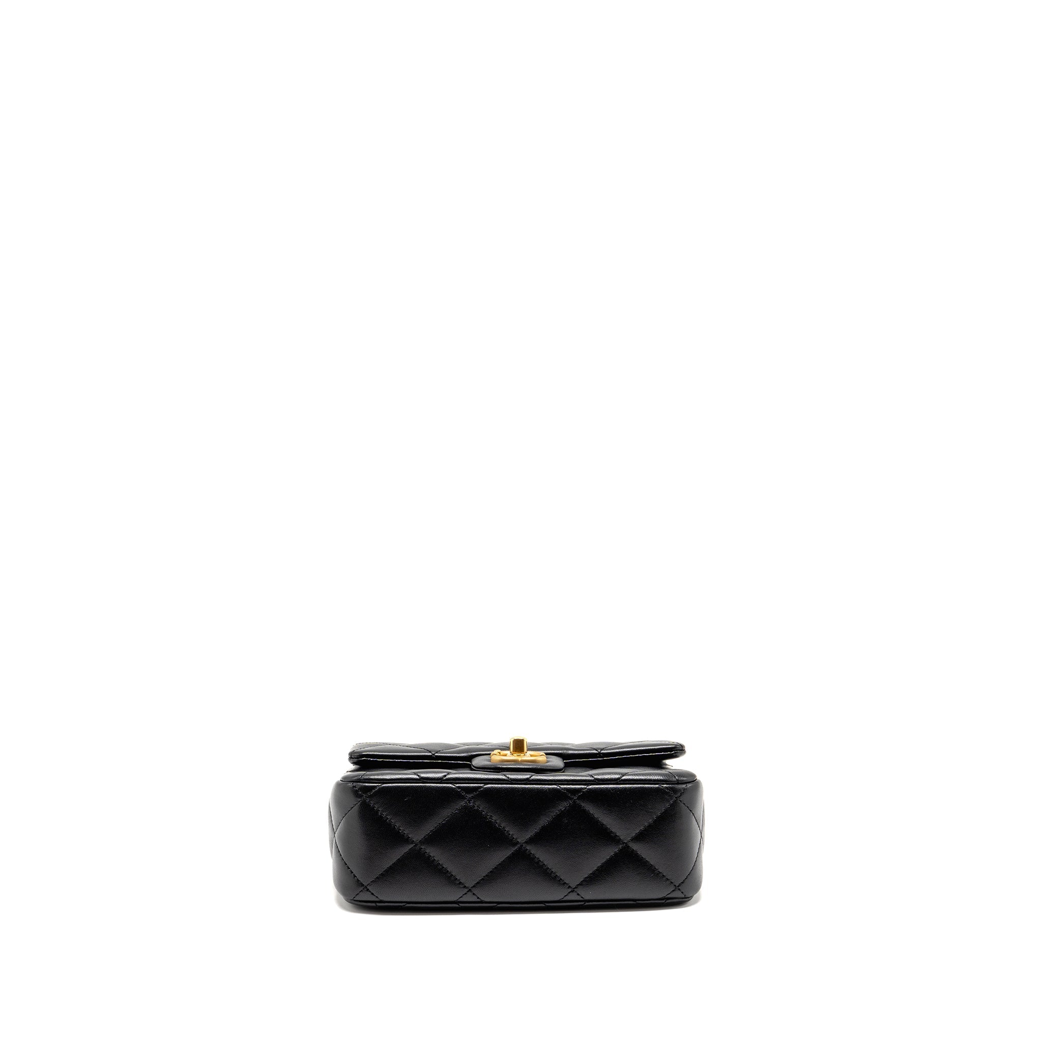 CHANEL COCO LOVE FLAP BAG ADJUSTABLE CHAIN LAMBSKIN BLACK GHW (MICROCHIP)