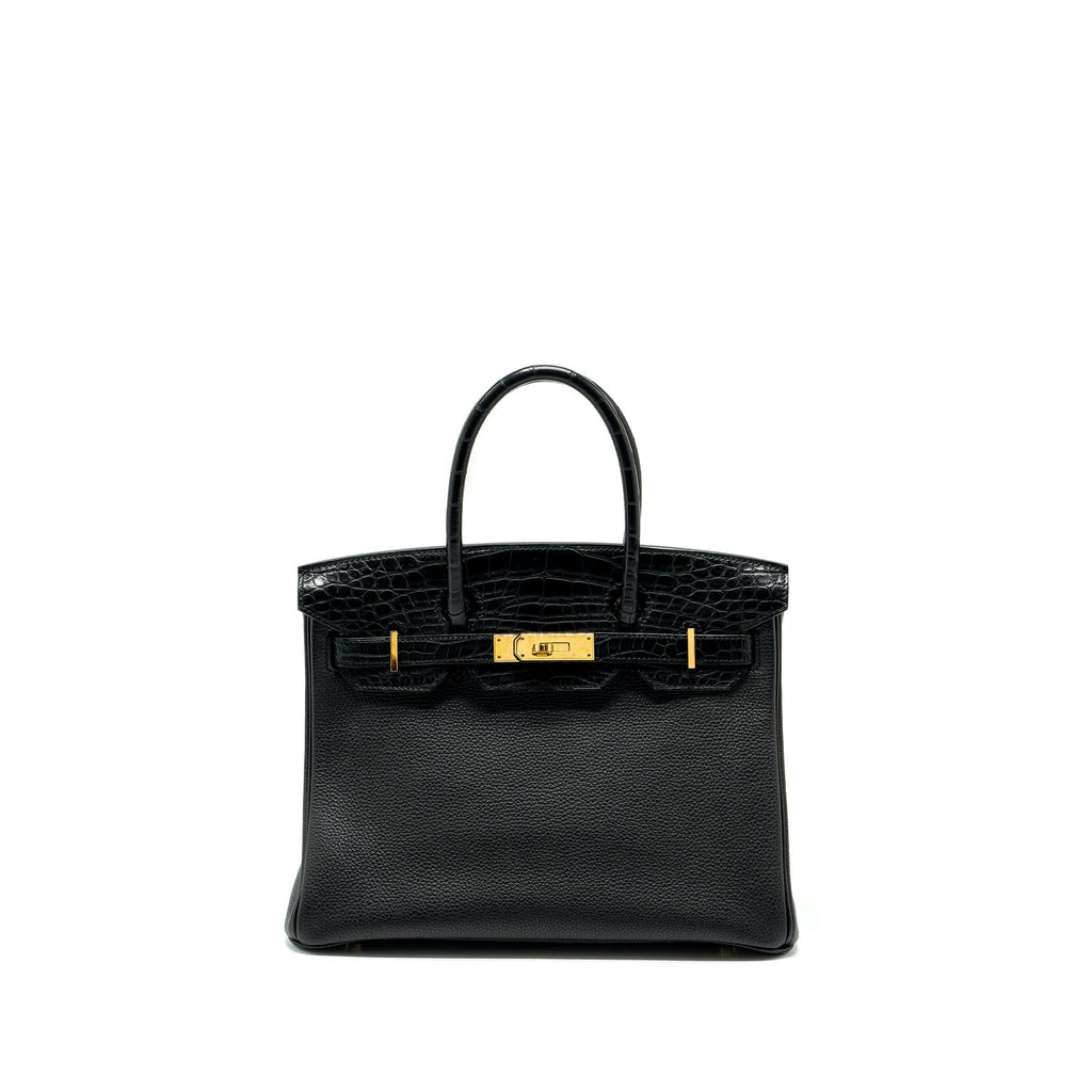HERMES BIRKIN 30 ALLIGATOR MAT TOUCH TOGO BLACK GHW