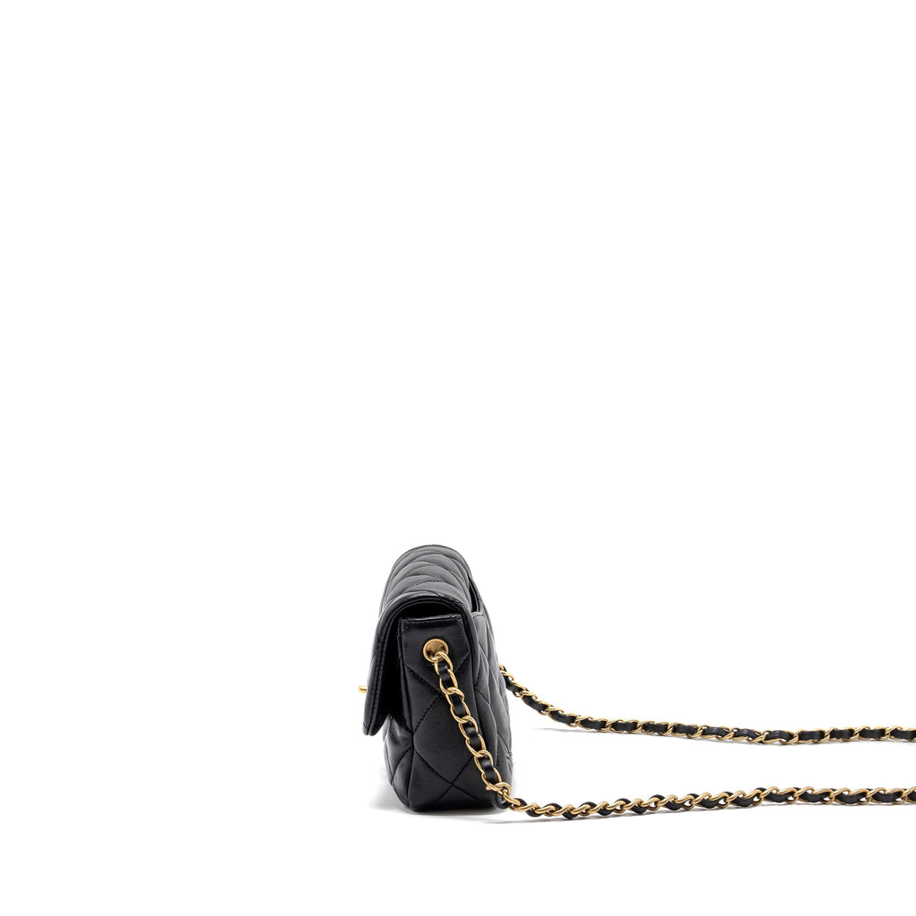CHANEL 23S COCO LOVE FLAP BAG LAMBSKIN BLACK BRUSHED GHW (MICROCHIP)
