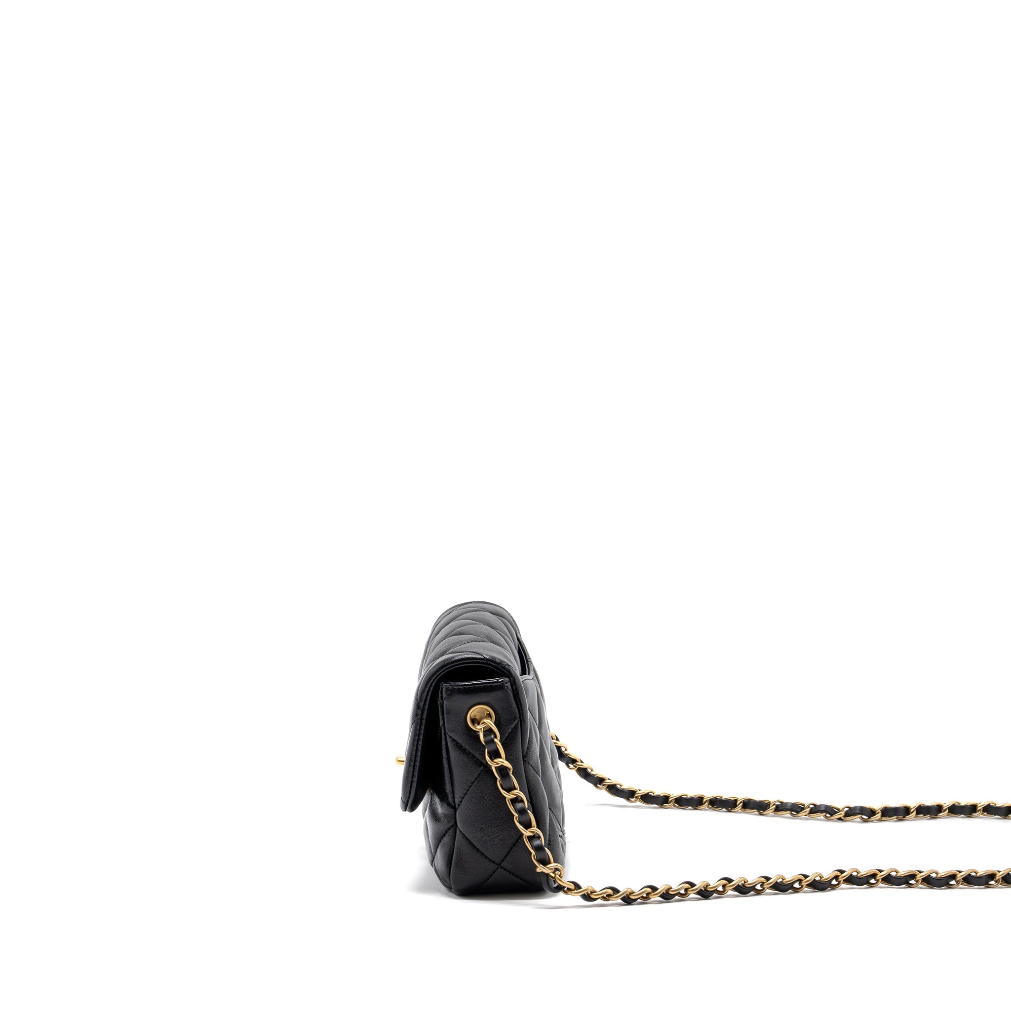 CHANEL 23S COCO LOVE FLAP BAG LAMBSKIN BLACK BRUSHED GHW (MICROCHIP)