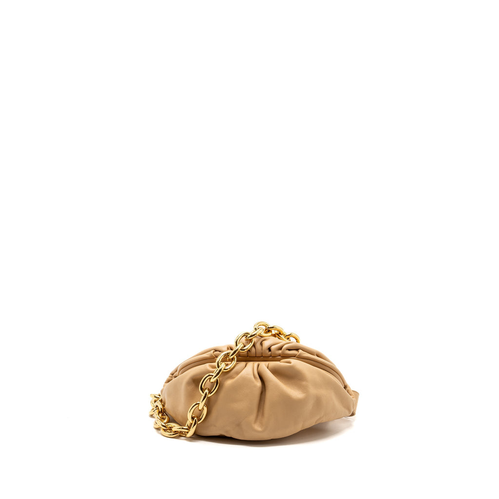 BOTTEGA VENETA THE MINI POUCH BELT BAG CALFSKIN BEIGE GHW