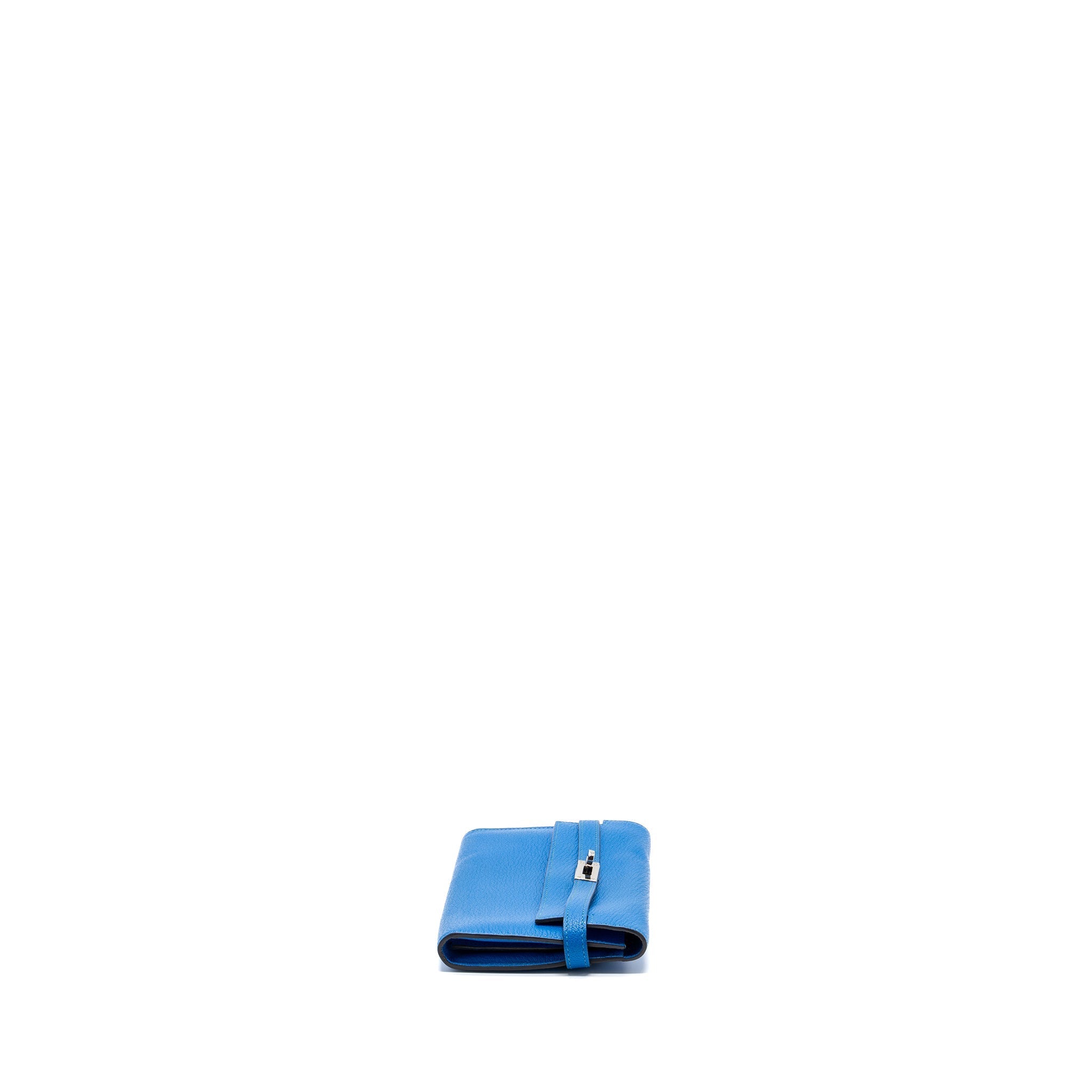 HERMES KELLY CLASSIC LONG WALLET CHÈVRE MYSORE BLUE HYDRA  SHW