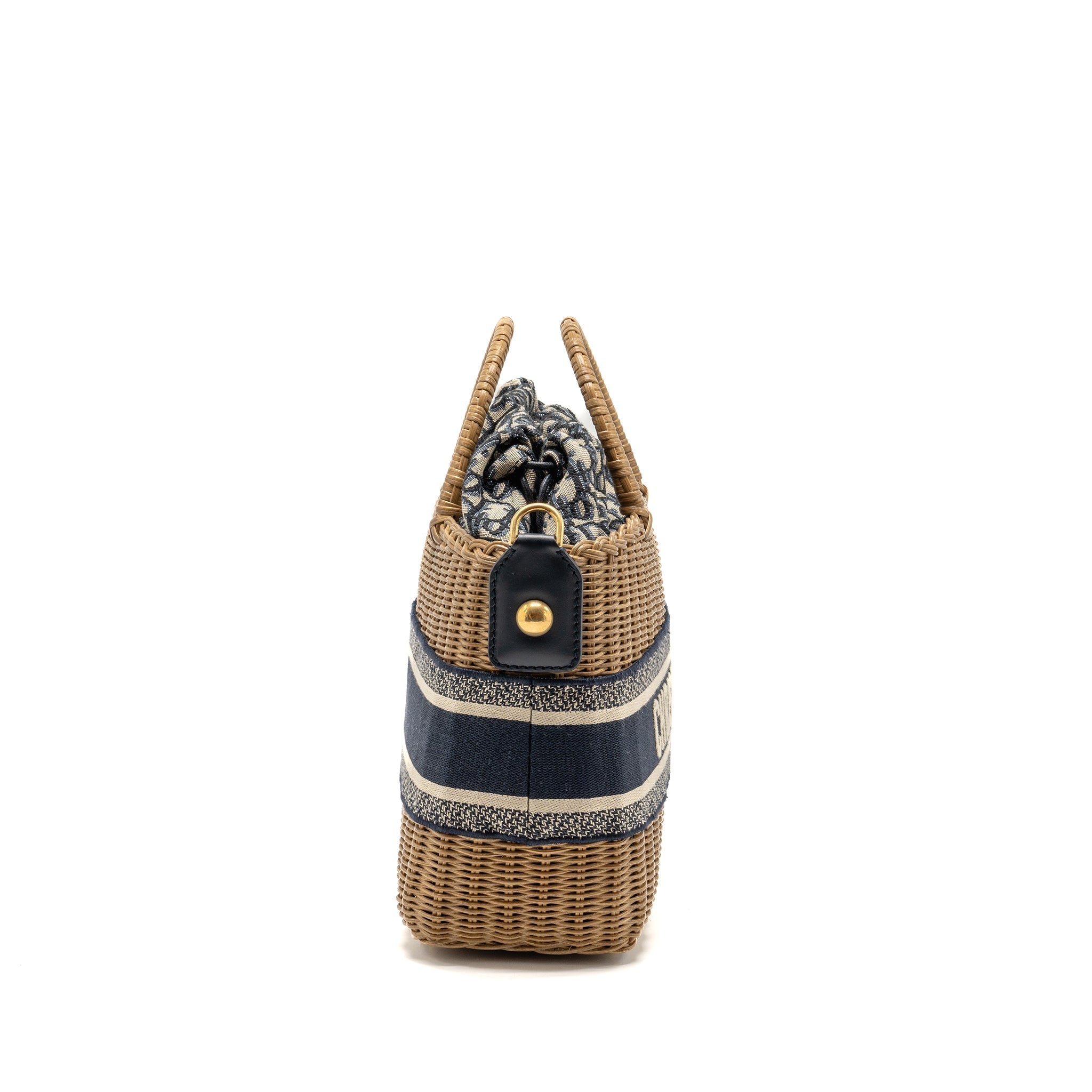 DIOR WICKER BASKET SHOULDER BAG BLUE DIOR OBLIQUE JACQUARD GHW