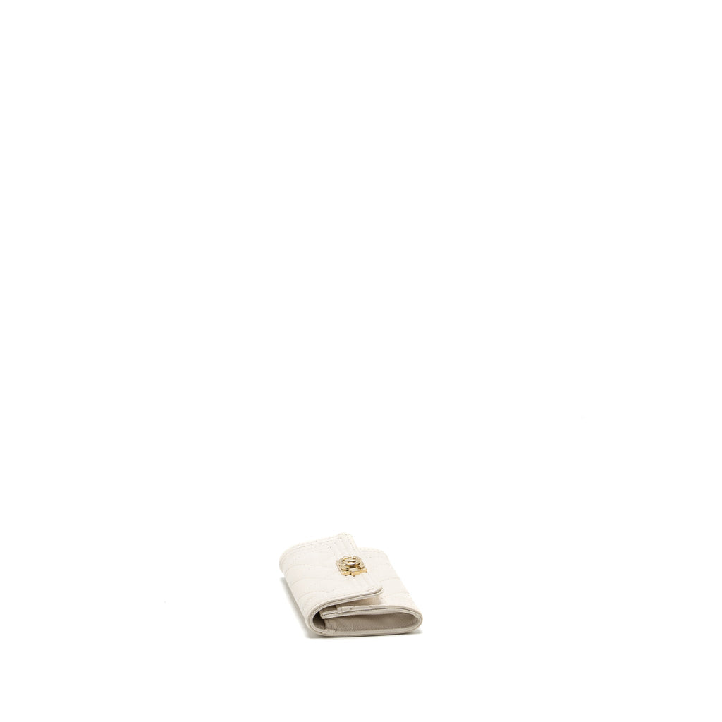 CHANEL BOY FLAP CARD HOLDER CAVIAR WHITE LGHW