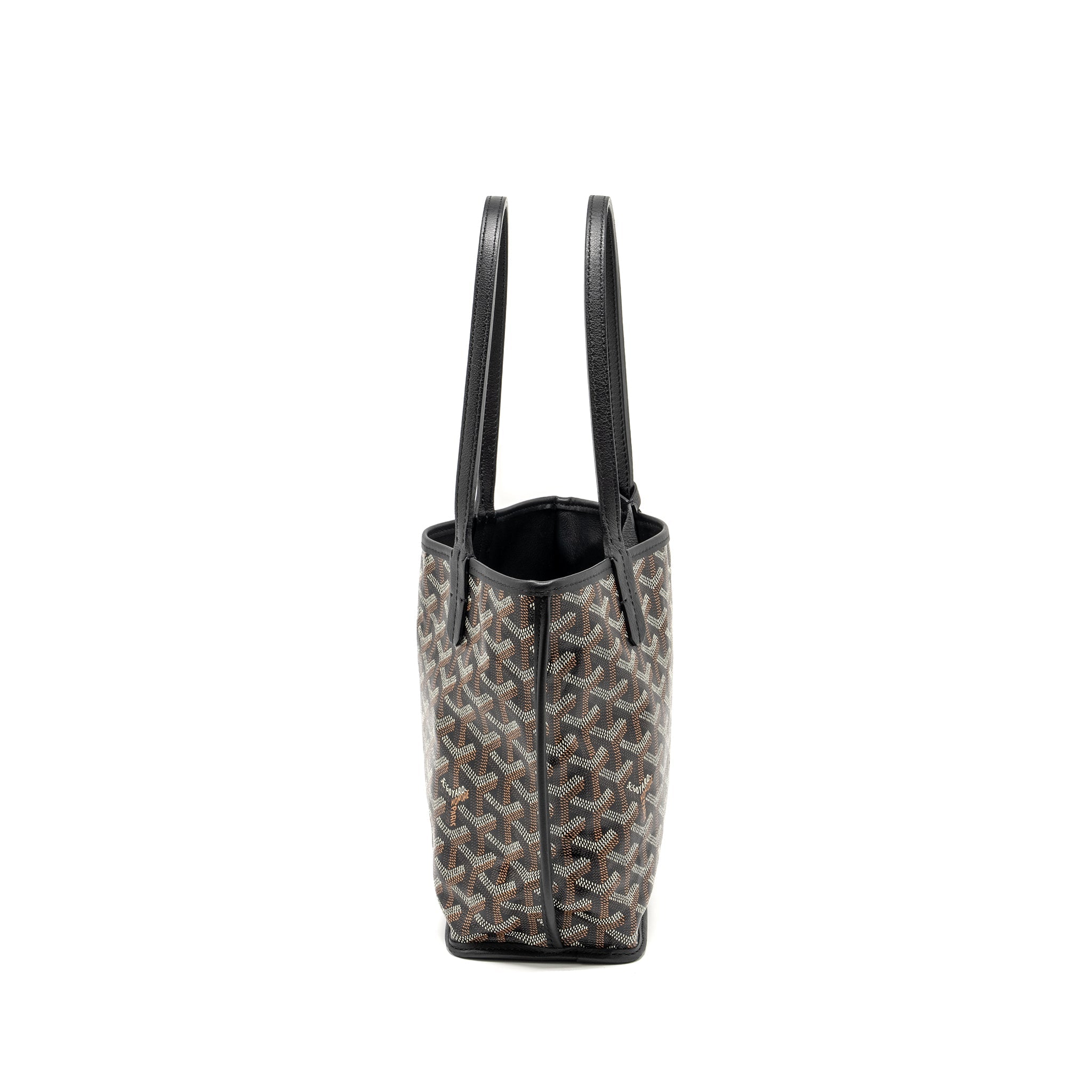 GOYARD MINI ANJOU TOTE GOYARDLINE CANVAS/ CALFSKIN BLACK SHW