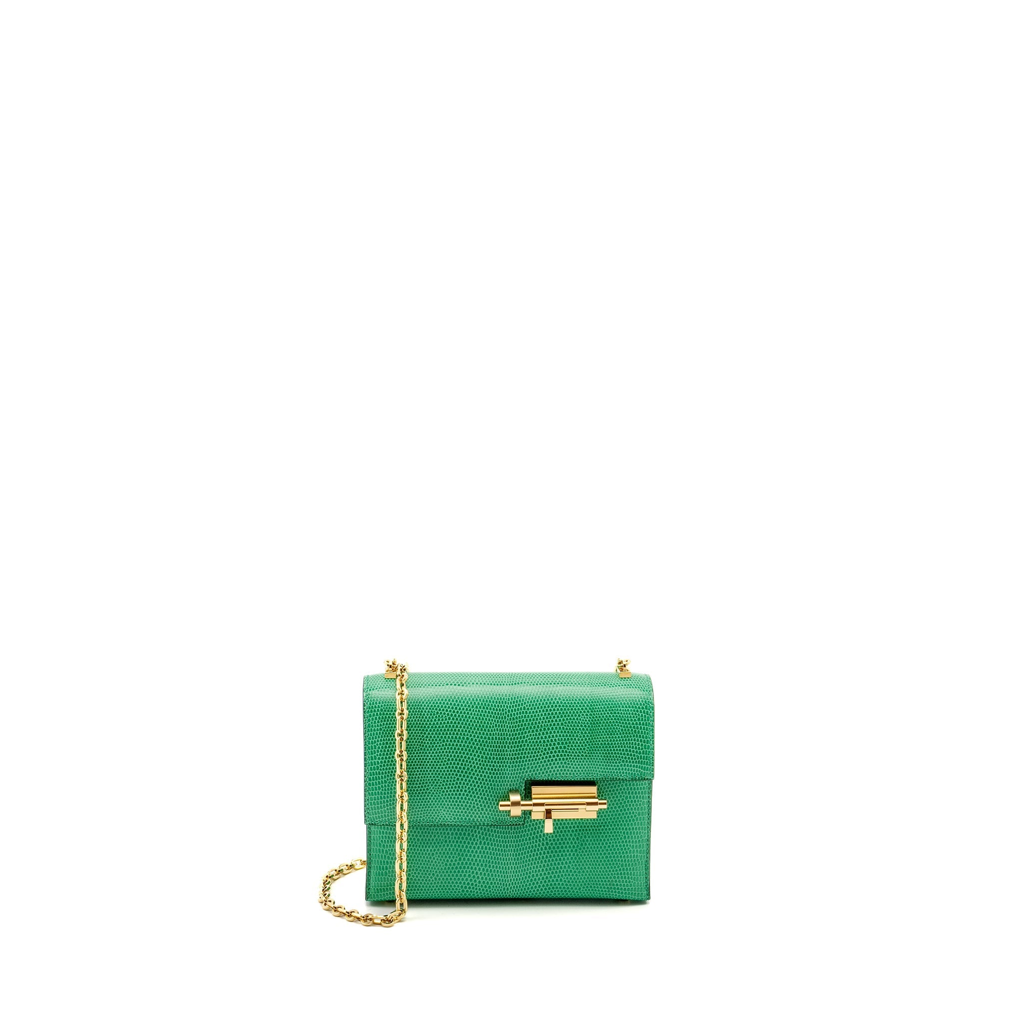 HERMES MINI VERROU LIZARD NILOTICUS LISSE 6W MENTHI GHW