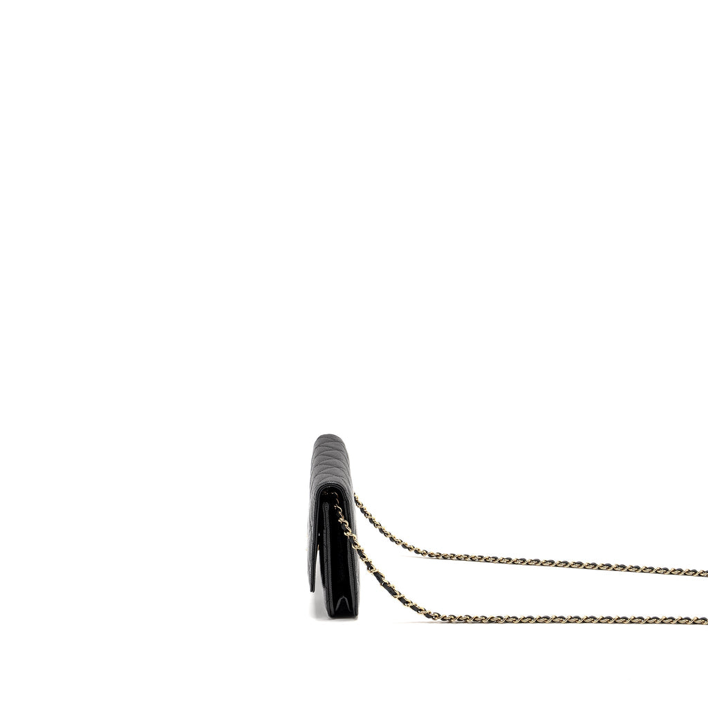 CHANEL DETAILED CC LOGO WALLET ON CHAIN CAVIAR BLACK GHW (MICROCHIP)