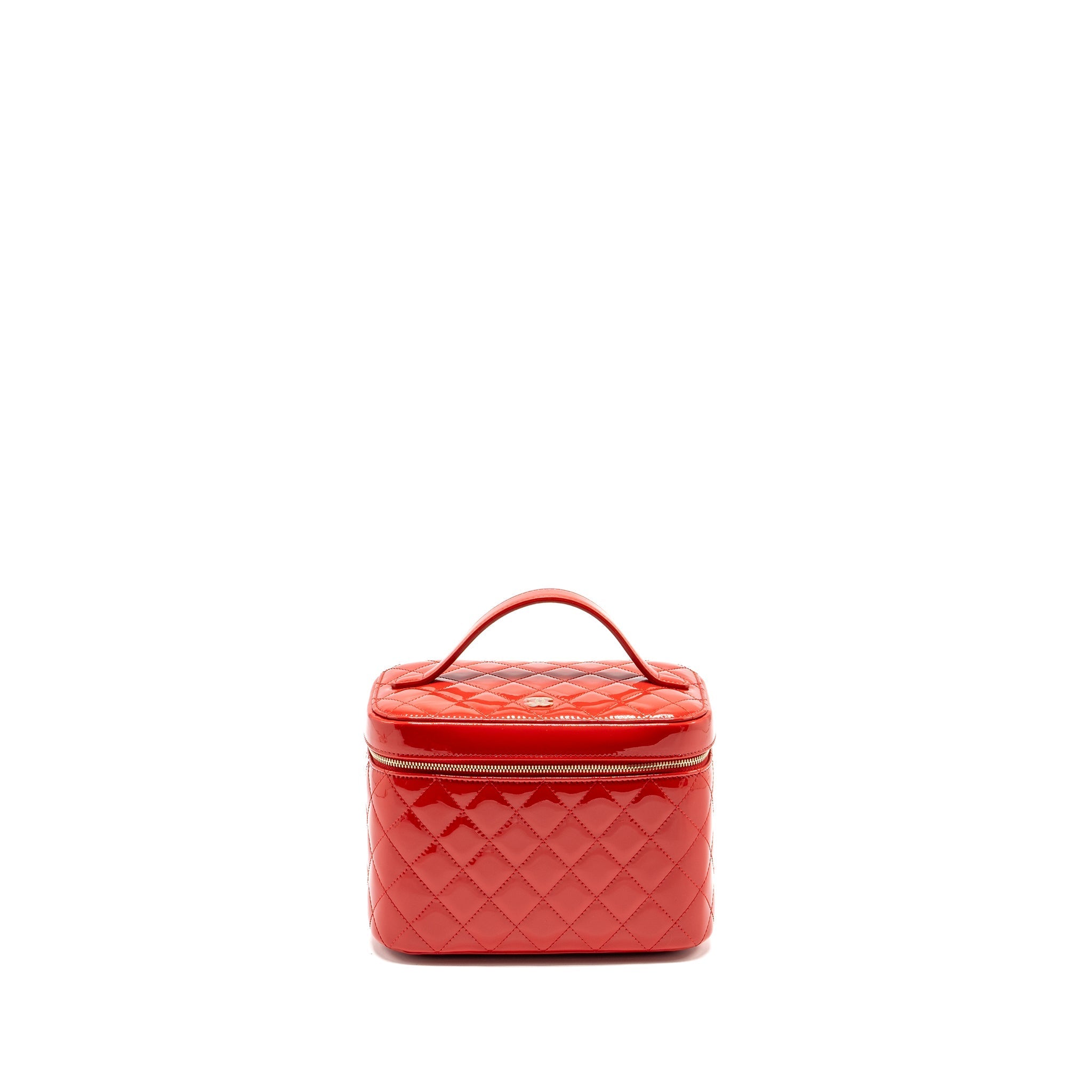 CHANEL LARGE VANITY POUCH PATENT RED GHW