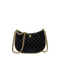 CHANEL MOON HOBO SHOULDER / CROSSBODY BAG GOATSKIN BLACK BRUSHED GHW (MICROCHIP)