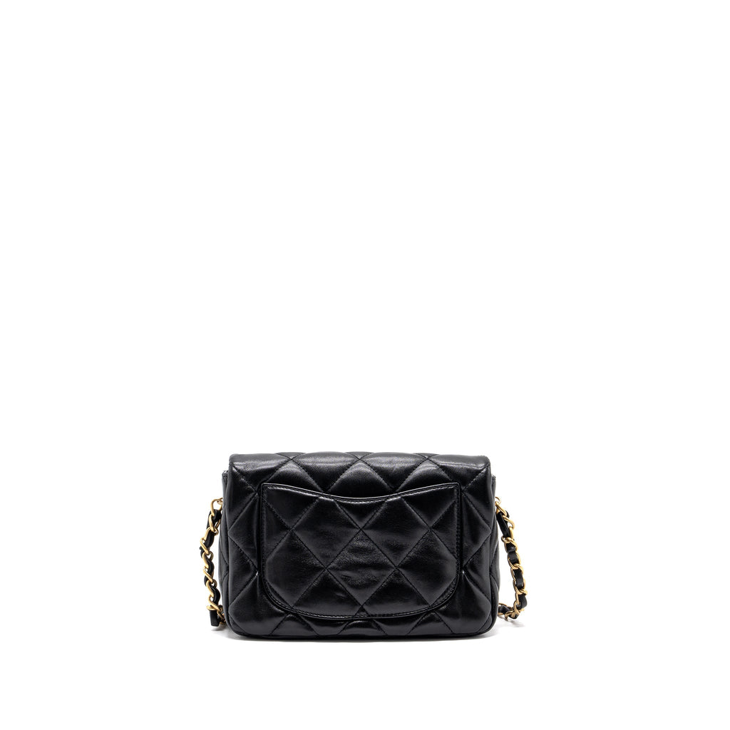 CHANEL 23S COCO LOVE FLAP BAG LAMBSKIN BLACK BRUSHED GHW (MICROCHIP)