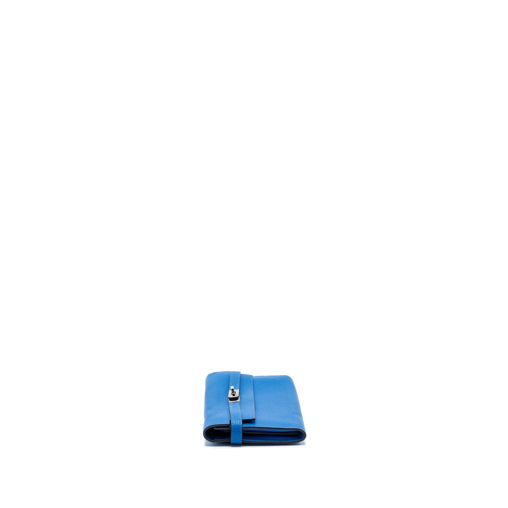HERMES KELLY CLASSIC LONG WALLET CHÈVRE MYSORE BLUE HYDRA  SHW