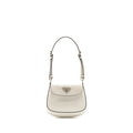 PRADA MINI CLEO SHOULDER BAG BRUSHED LEATHER WHITE SHW