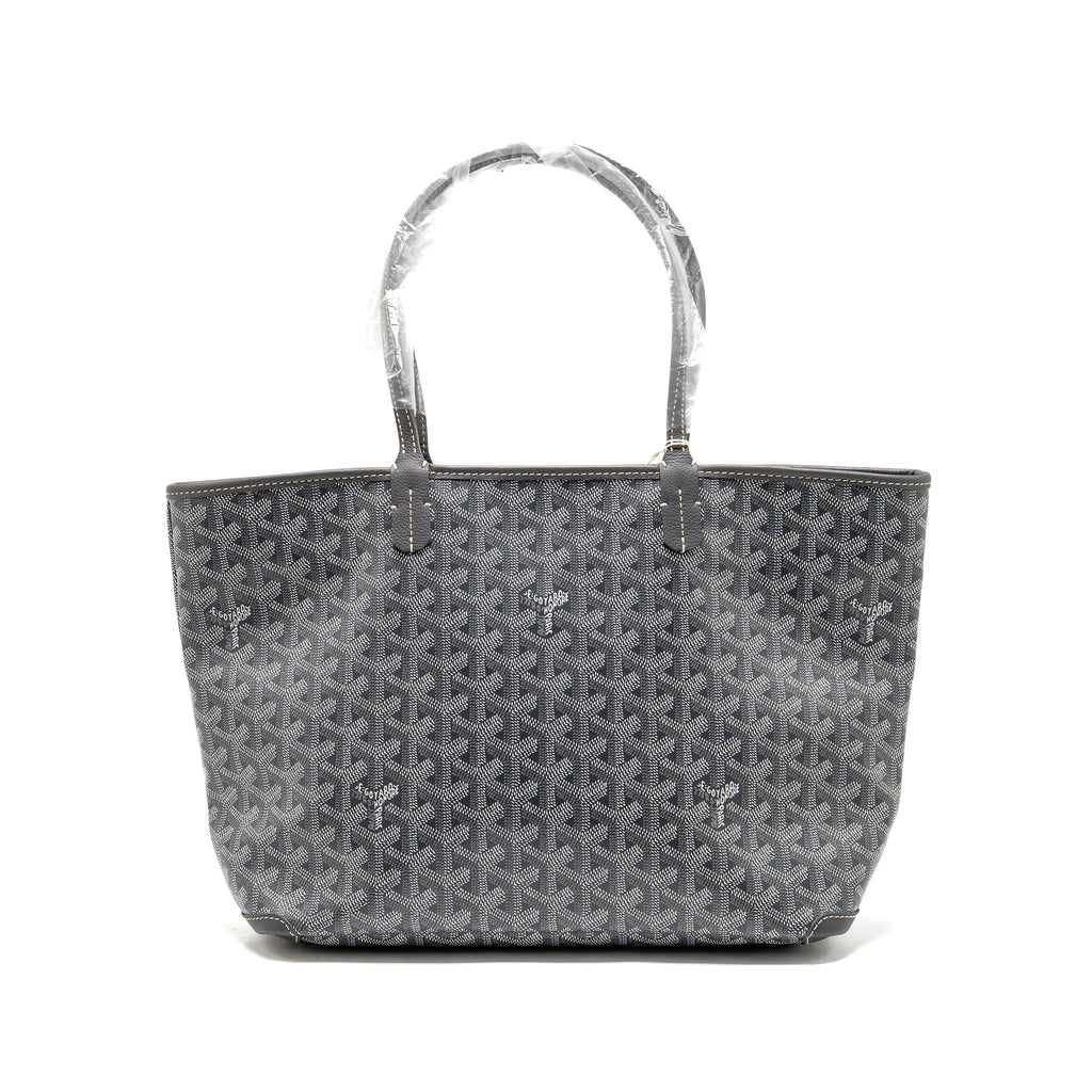 GOYARD ARTOIS PM TOTE BAG GOYARDINE CANVAS / CALFSKIN GREY