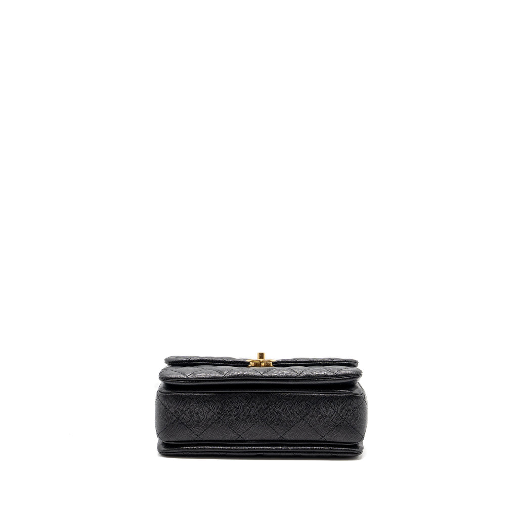 CHANEL 22K COCO FIRST FLAP BAG CAVIAR BLACK GHW (MICROCHIP)