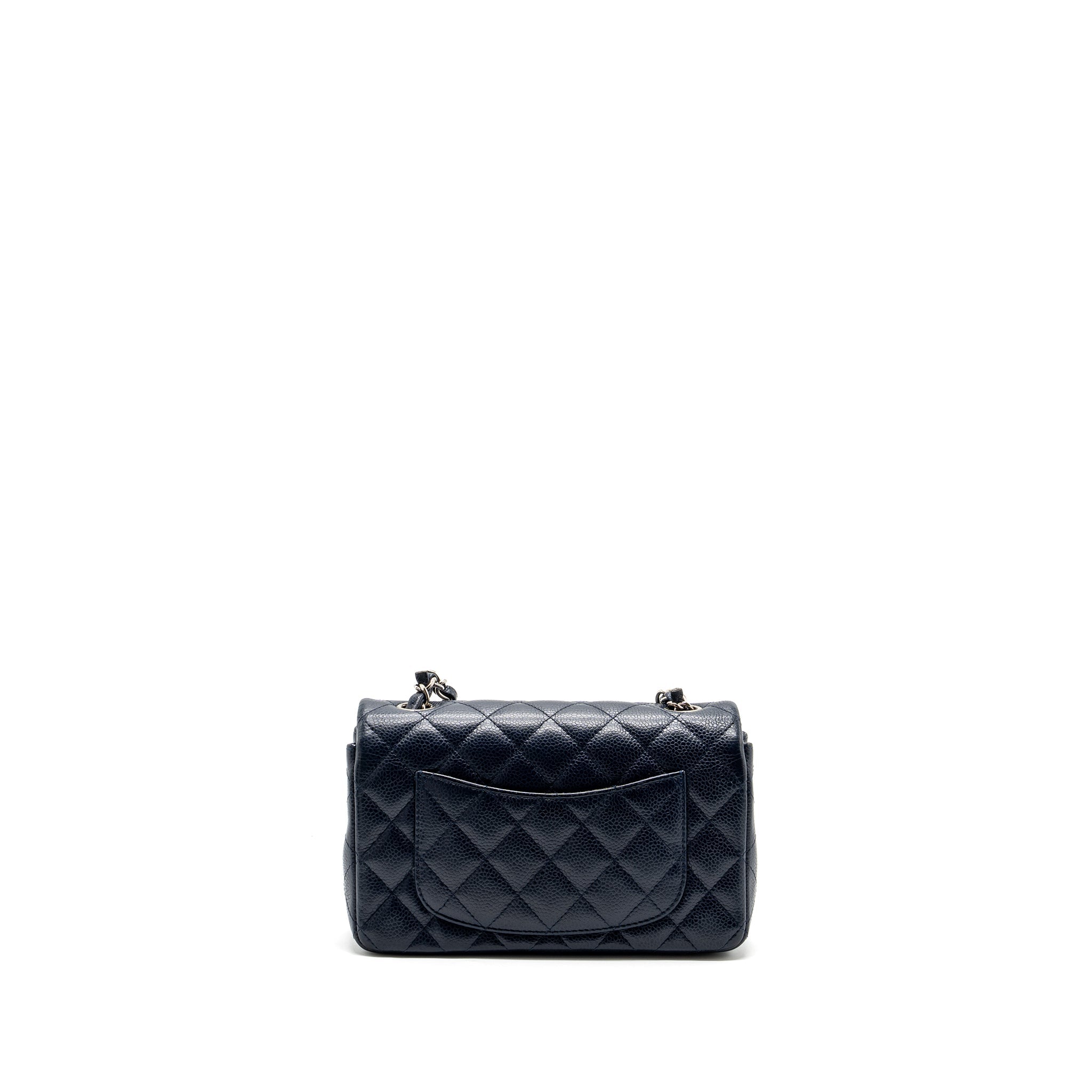 CHANEL CLASSIC MINI RECTANGULAR FLAP BAG CAVIAR NAVY SHW