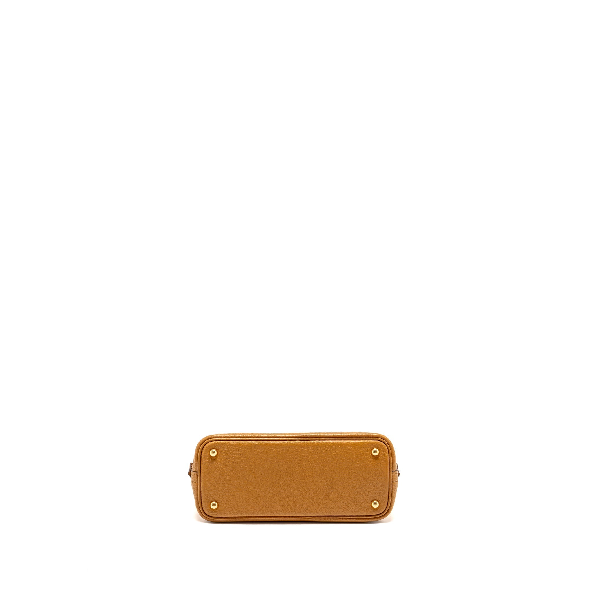 HERMES MINI BOLIDE CHÈVRE MYSORE CARAMEL MULTICOLOUR STRAP GHW