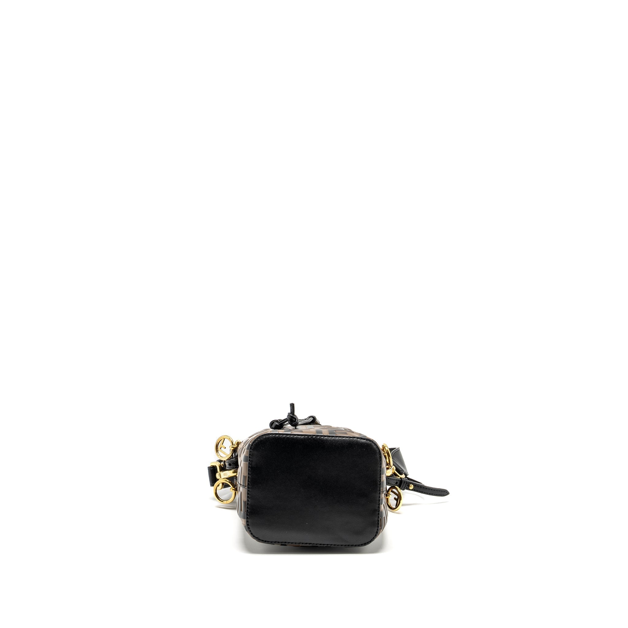 FENDI MINI MON TRESOR BUCKET BAG CALFSKIN BROWN/BLACK GHW