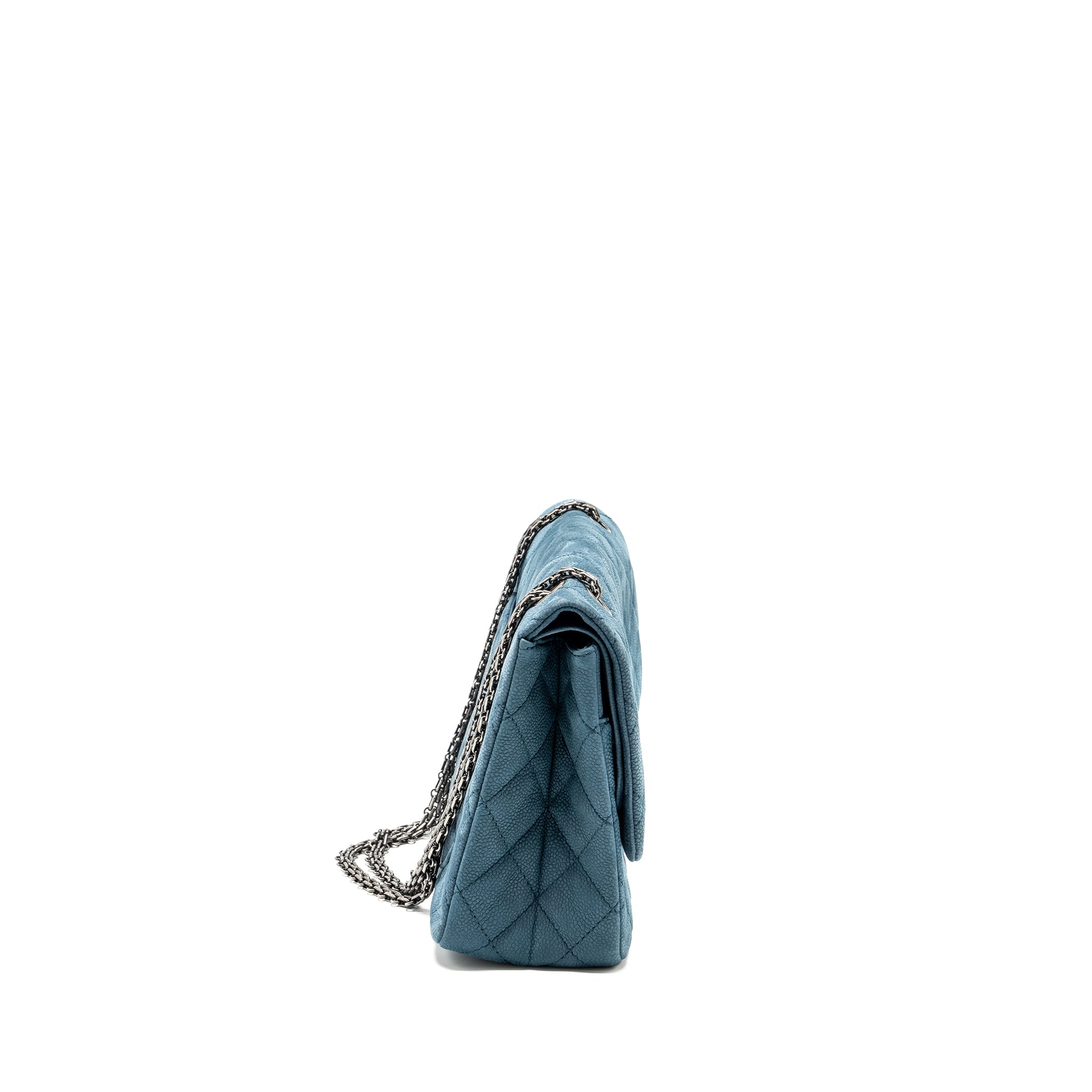 CHANEL MAXI 2.55 REISSUE FLAP BAG CAVIAR BLUE RUTHENIUM HARDWARE